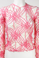 COMME DES GARCONS PINK SPIDER WEB MESH TOP