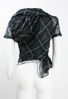 COMME DES GARCONS SS 2006 SHEER TARTAN ASYMMETRICAL TOP