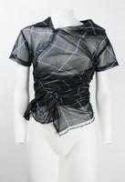 COMME DES GARCONS SS 2006 SHEER TARTAN ASYMMETRICAL TOP