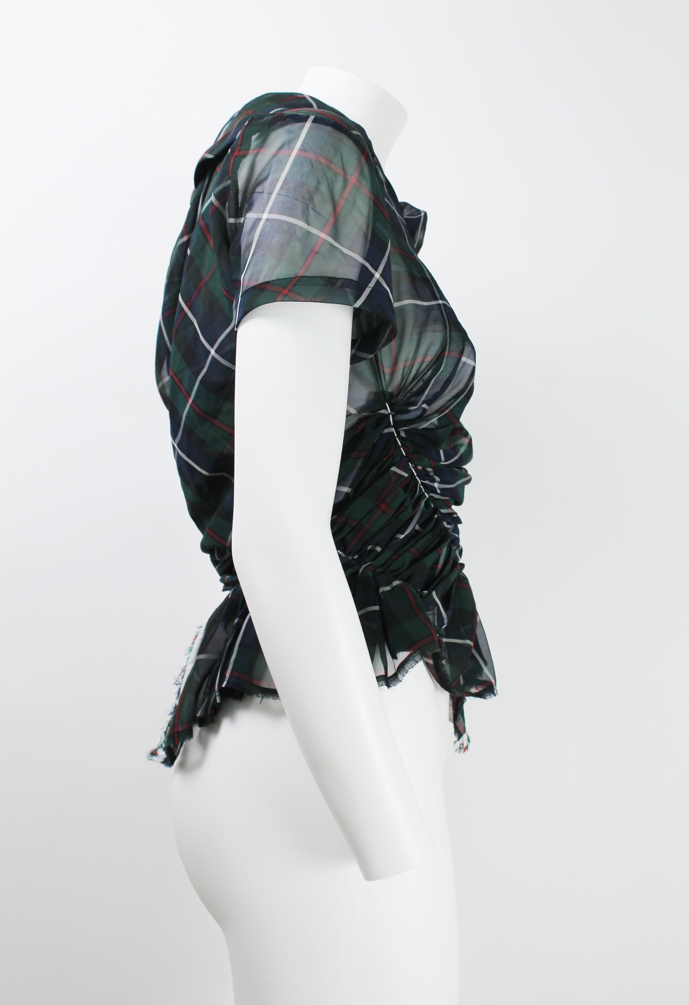 Comme des Garçons white printed top with frilled side detail
