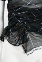 COMME DES GARCONS SS 2006 SHEER TARTAN ASYMMETRICAL TOP