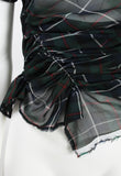 COMME DES GARCONS SS 2006 SHEER TARTAN ASYMMETRICAL TOP