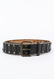 DRIES VAN NOTEN LEATHER STUDDED BELT WITH METAL PLATES