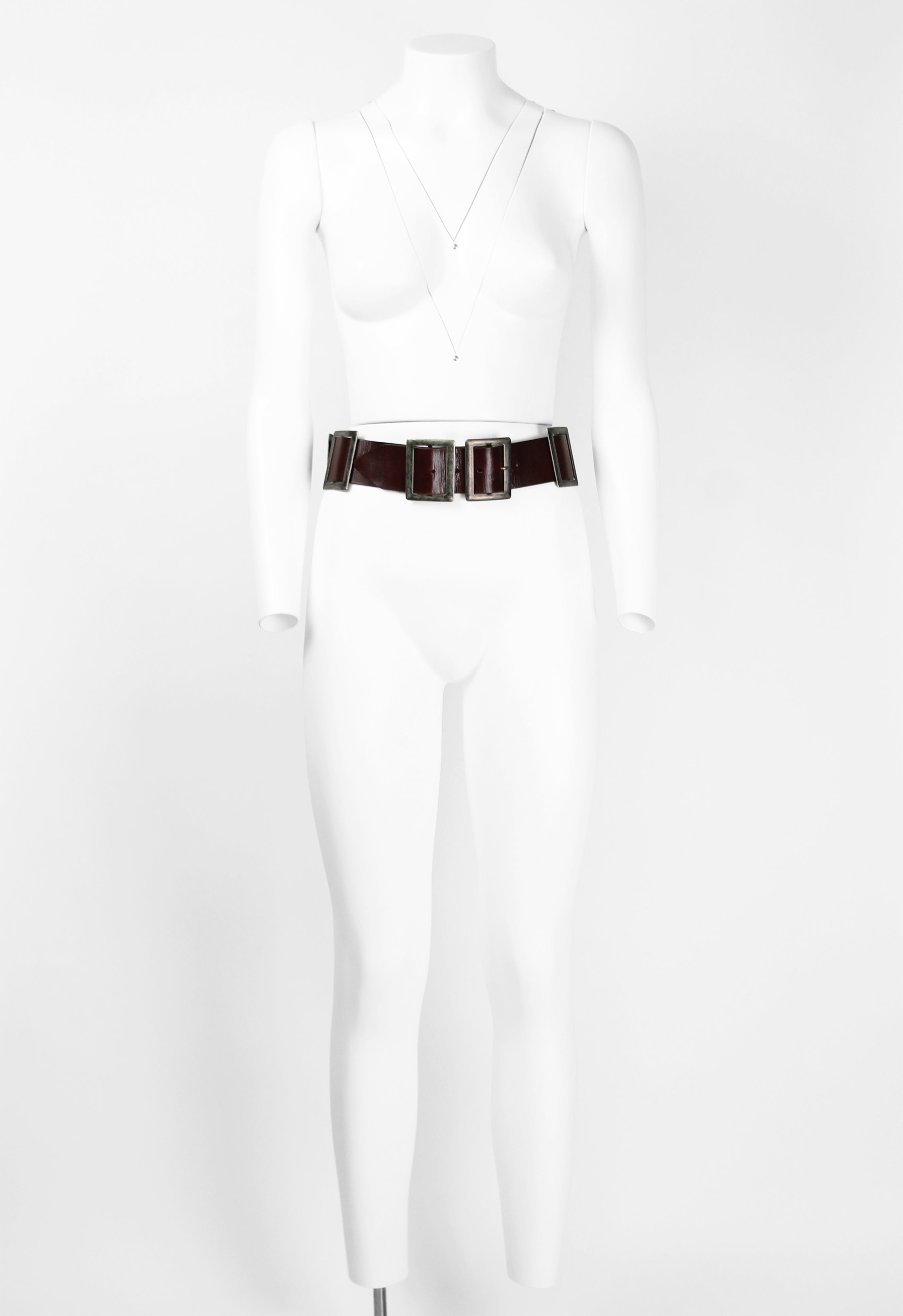 DRIES VAN NOTEN SS 2003 LEATHER MULTI BUCKLE BELT