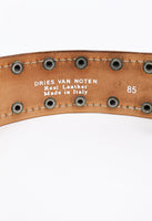 DRIES VAN NOTEN LEATHER STUDDED BELT WITH METAL PLATES