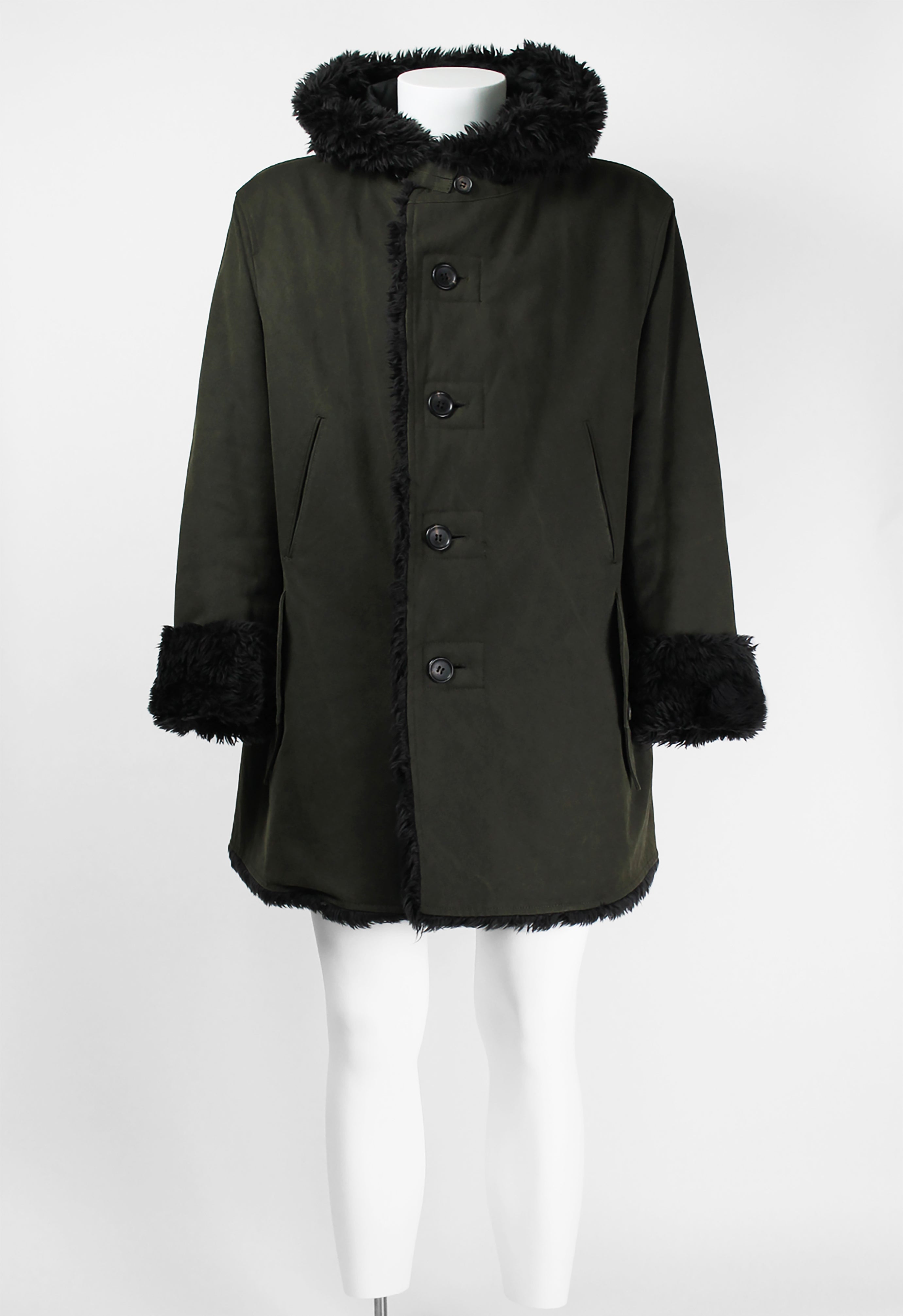 ISSEY MIYAKE MEN FW 2003 FUR TRIM HOODED COAT