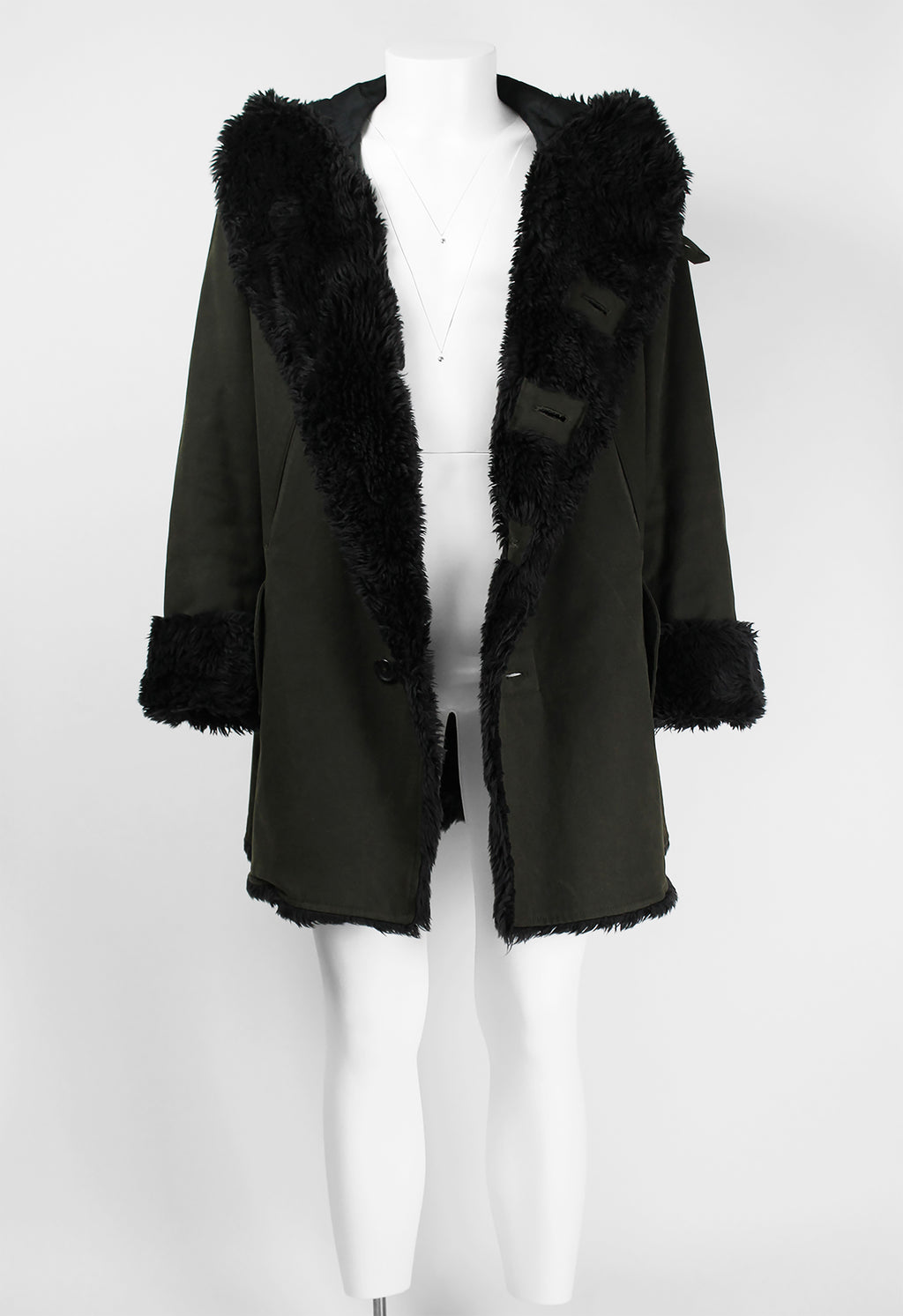 ISSEY MIYAKE MEN FW 2003 FUR TRIM HOODED COAT