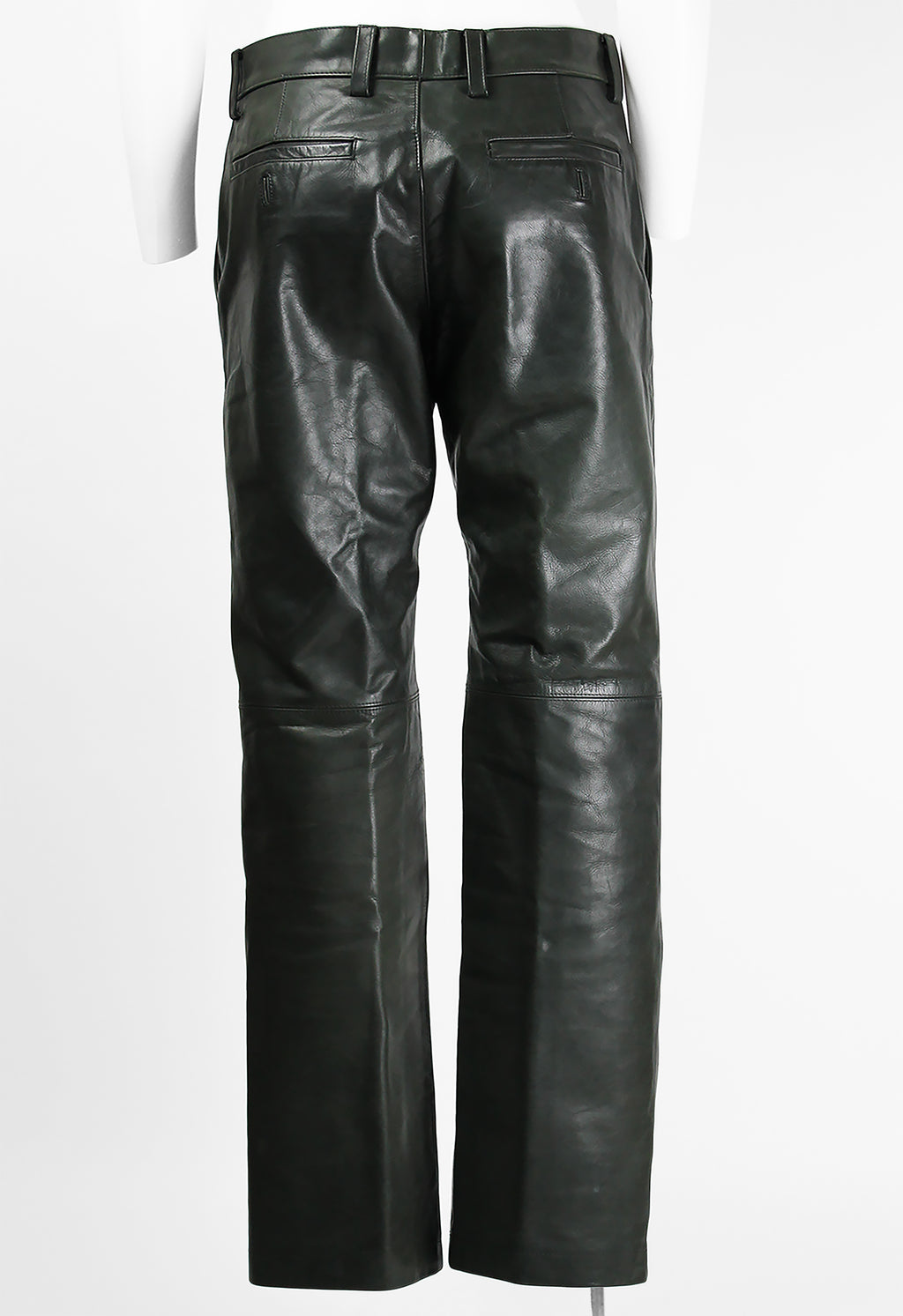 ISSEY MIYAKE MEN FW 1999 DARK GREEN LEATHER TROUSERS