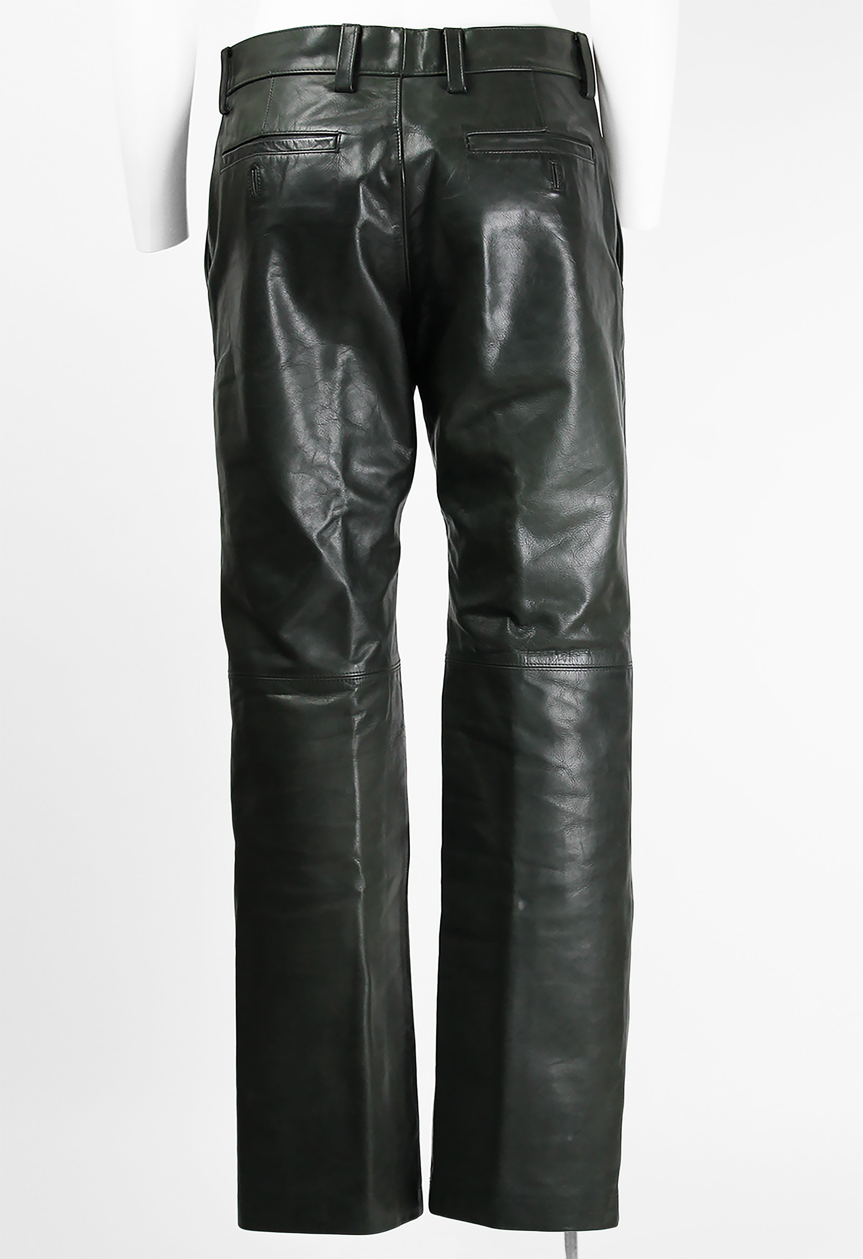 ISSEY MIYAKE MEN FW 1999 DARK GREEN LEATHER TROUSERS