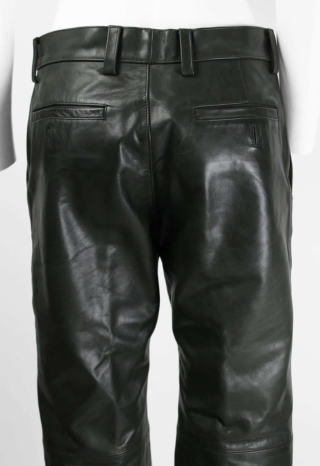 ISSEY MIYAKE MEN FW 1999 DARK GREEN LEATHER TROUSERS