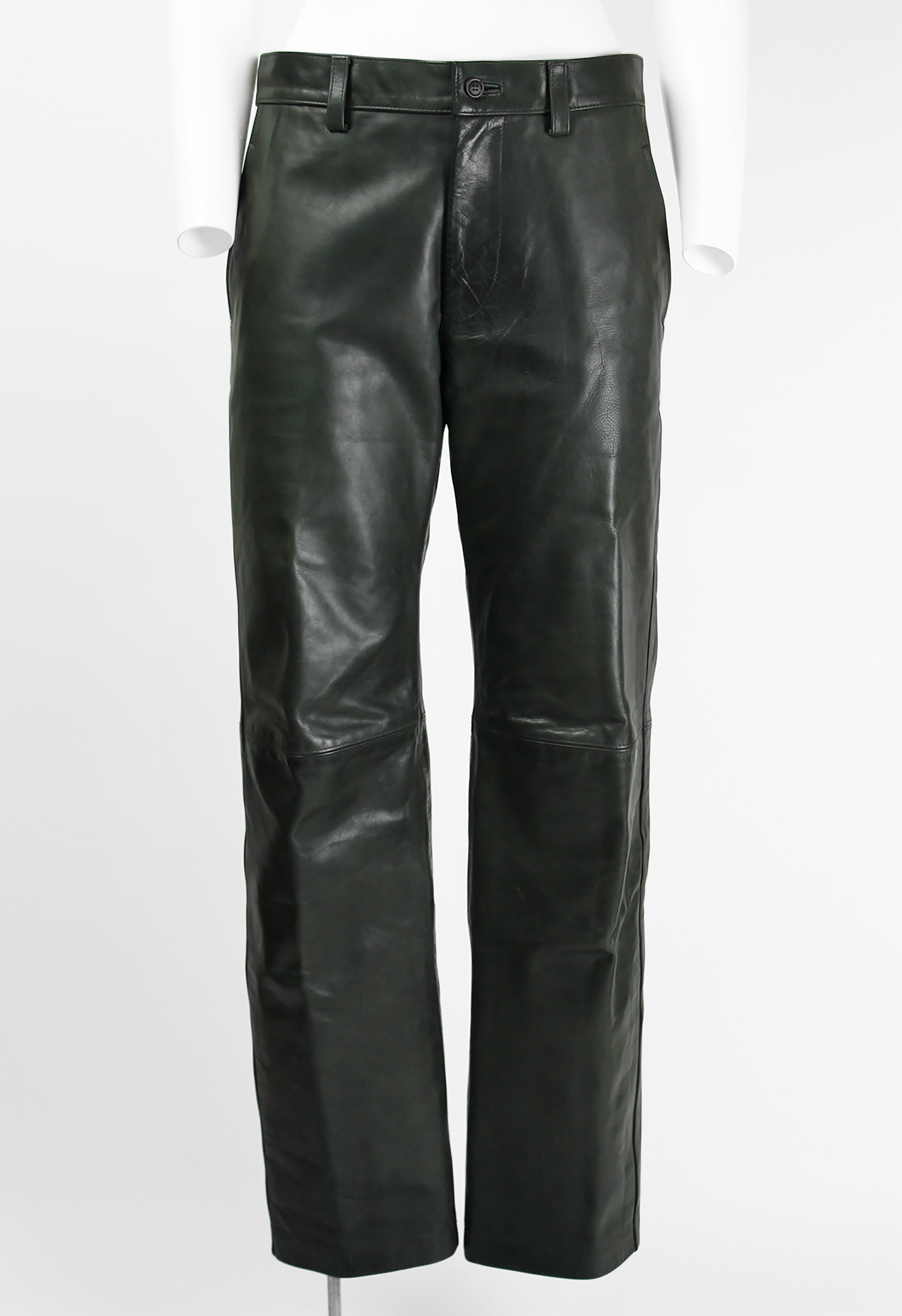 ISSEY MIYAKE MEN FW 1999 DARK GREEN LEATHER TROUSERS – THE 543