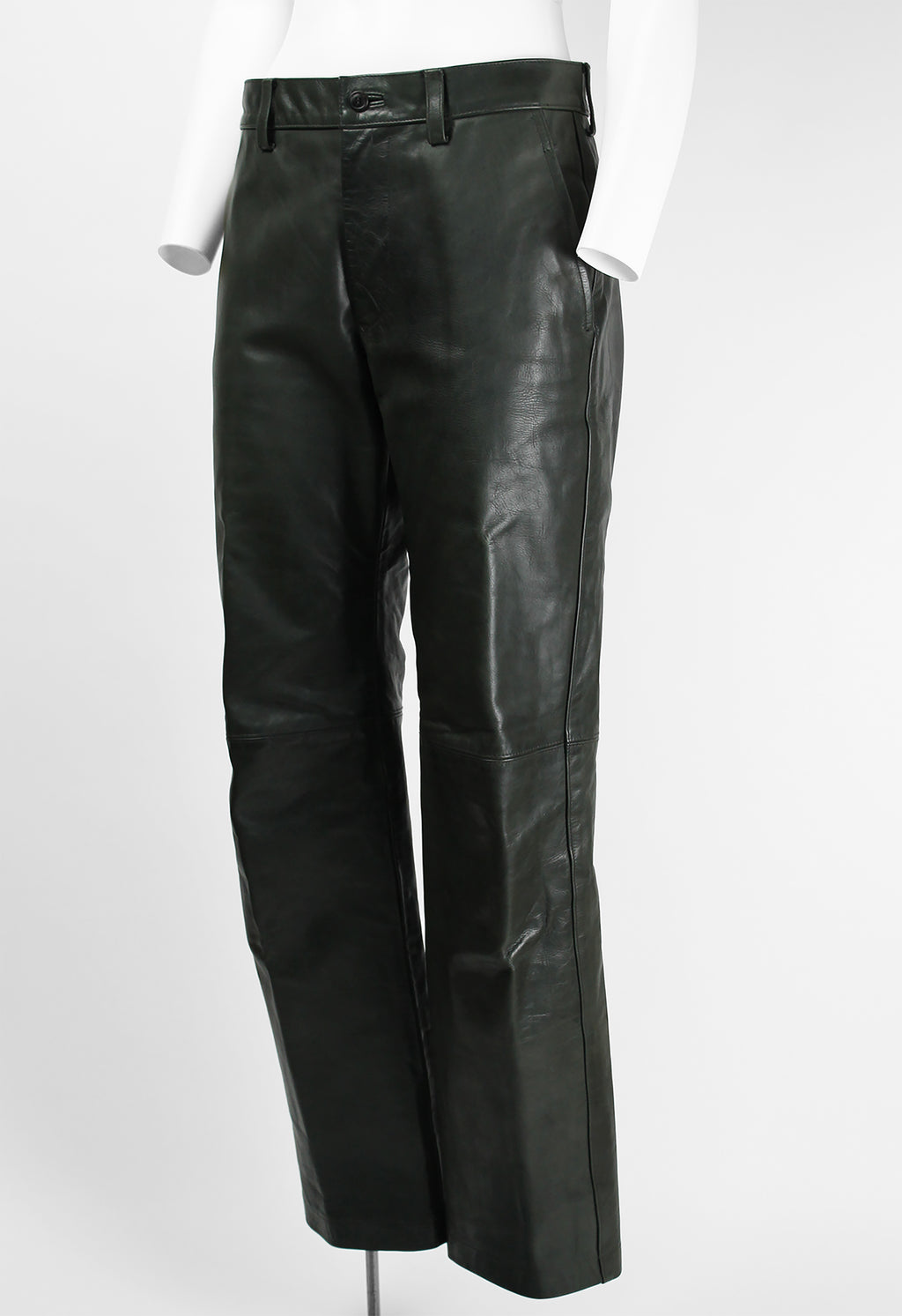ISSEY MIYAKE MEN FW 1999 DARK GREEN LEATHER TROUSERS