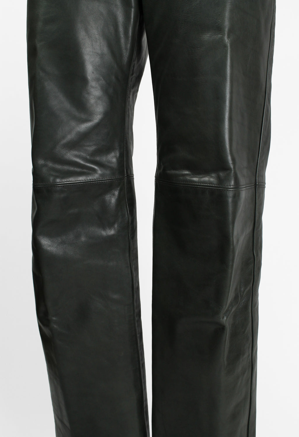 ISSEY MIYAKE MEN FW 1999 DARK GREEN LEATHER TROUSERS