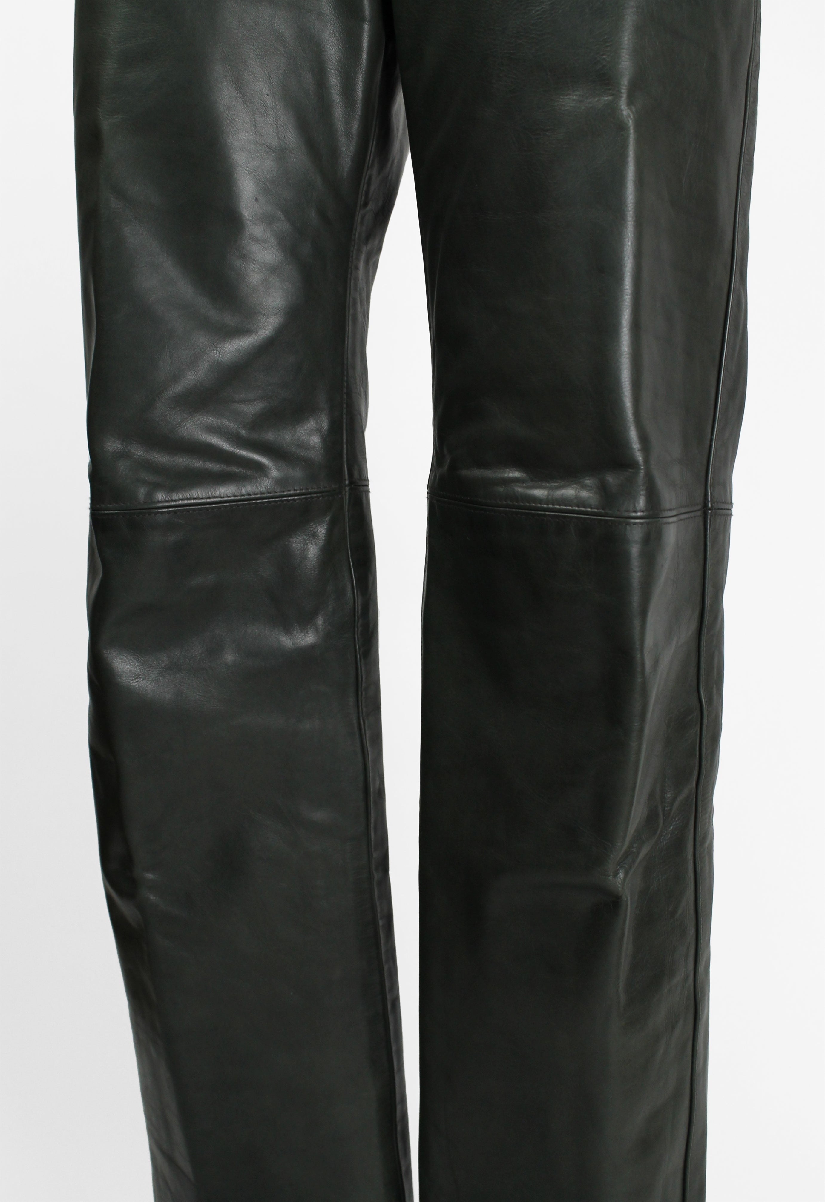 ISSEY MIYAKE MEN FW 1999 DARK GREEN LEATHER TROUSERS