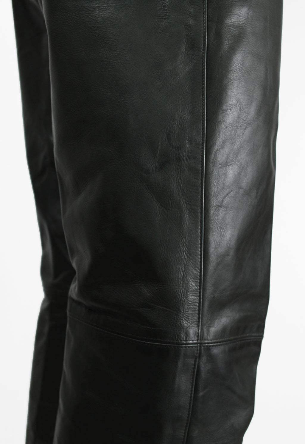 ISSEY MIYAKE MEN FW 1999 DARK GREEN LEATHER TROUSERS
