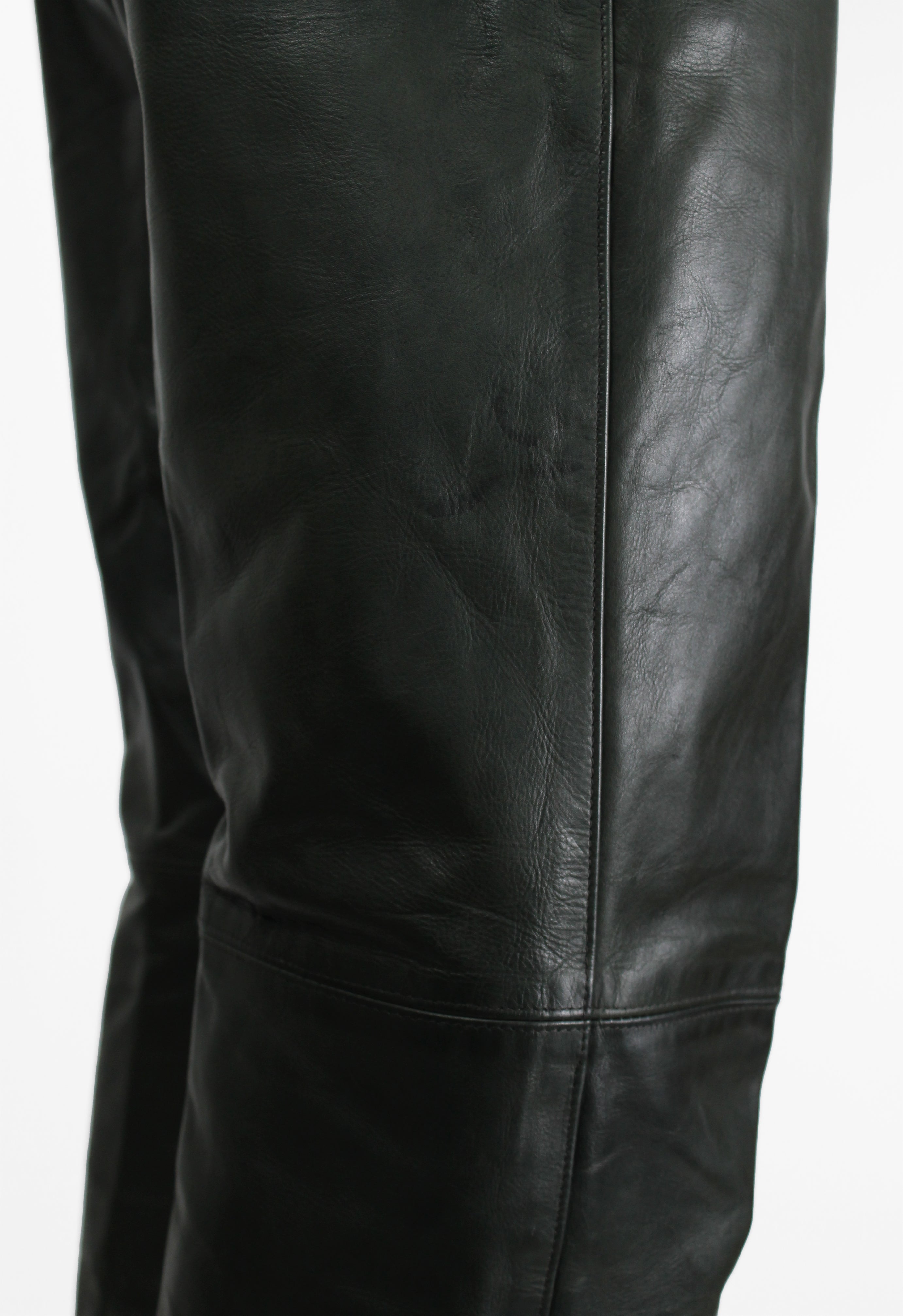 ISSEY MIYAKE MEN FW 1999 DARK GREEN LEATHER TROUSERS