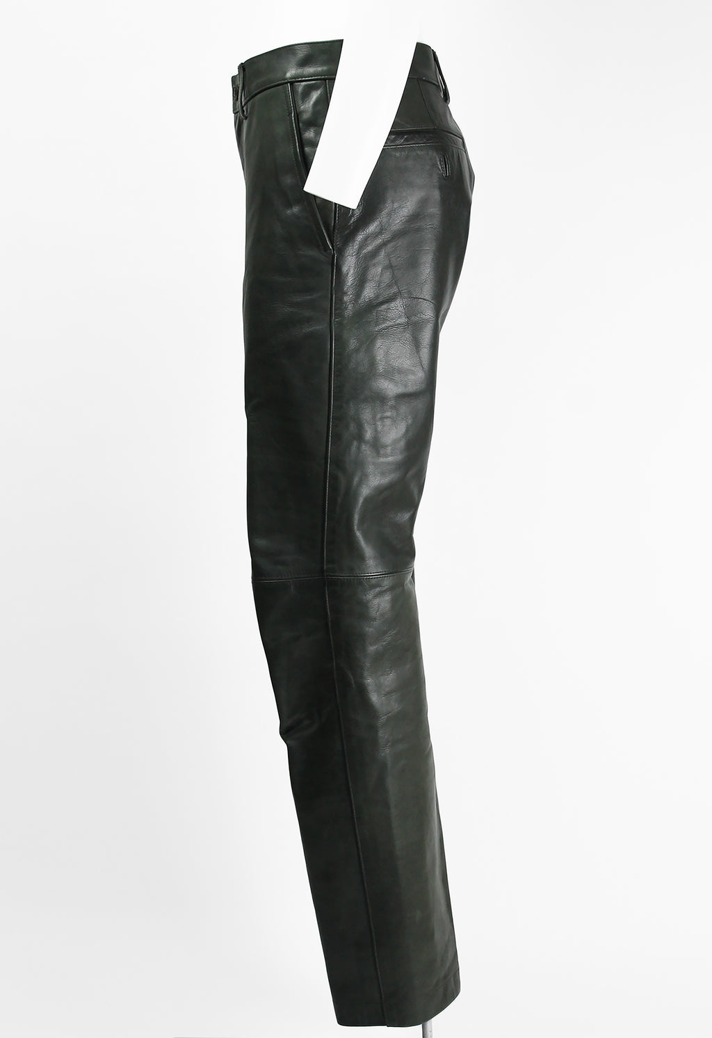 ISSEY MIYAKE MEN FW 1999 DARK GREEN LEATHER TROUSERS
