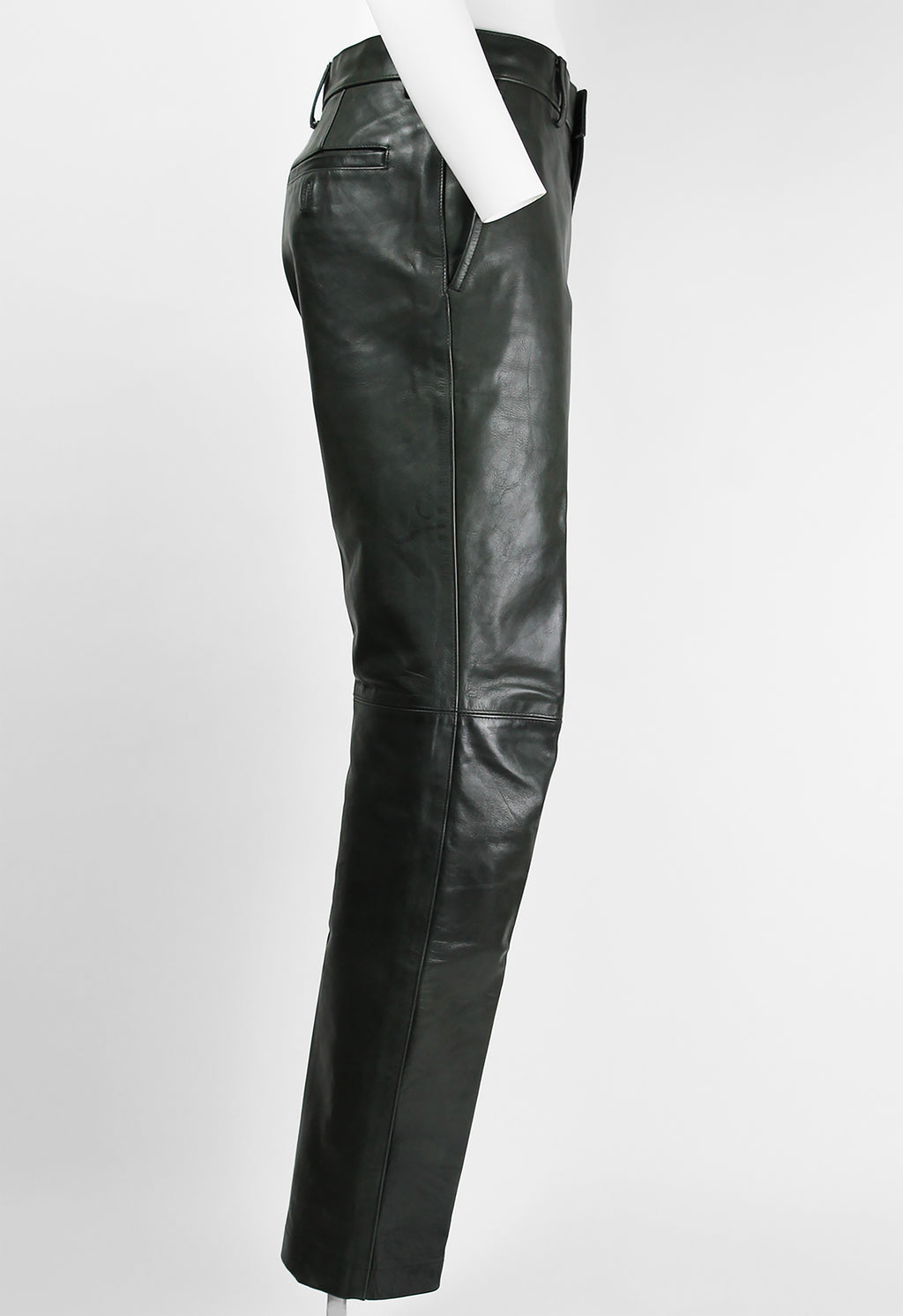 ISSEY MIYAKE MEN FW 1999 DARK GREEN LEATHER TROUSERS