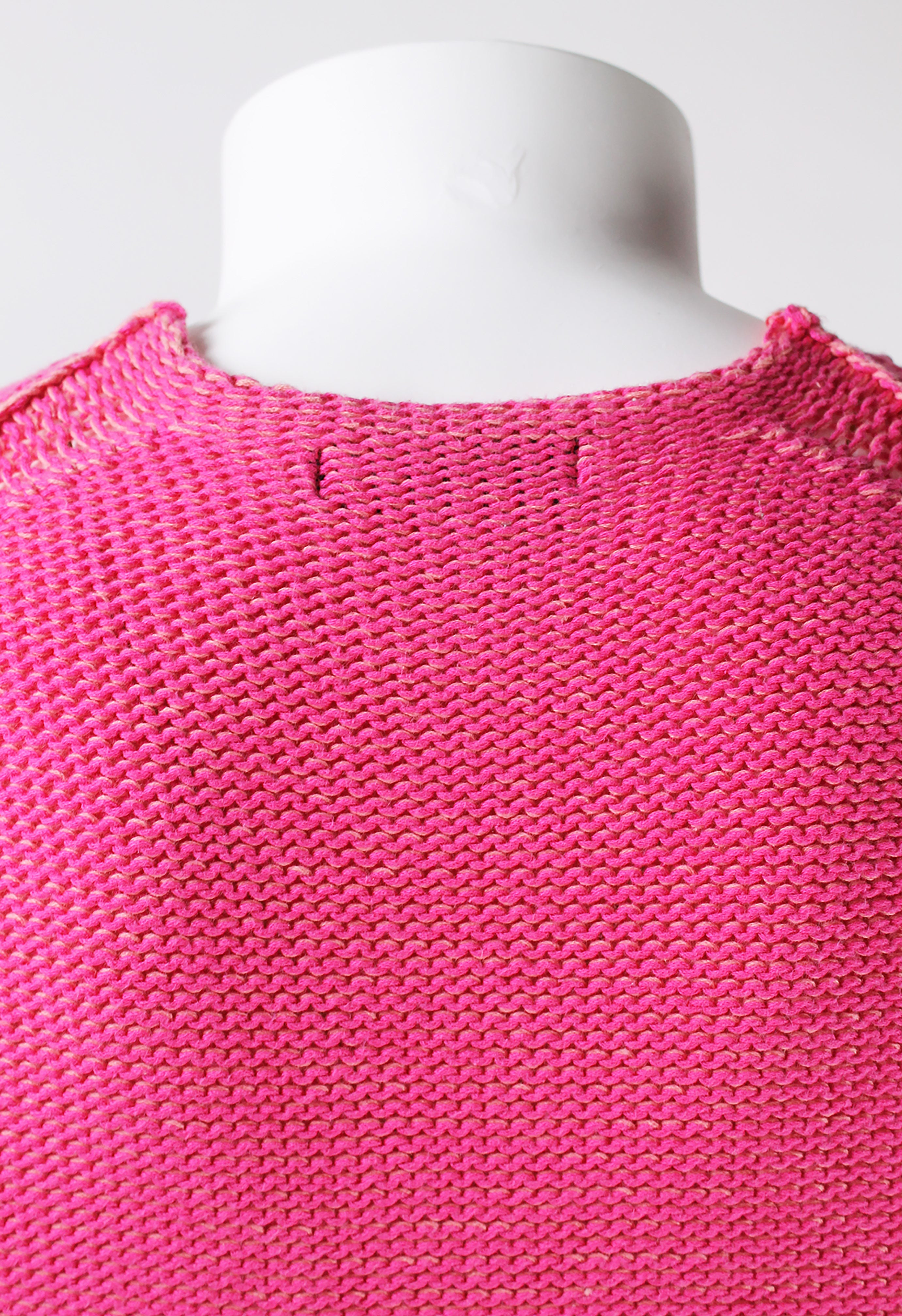 ISSEY MIYAKE MEN SS 2001 TWO-TONE PINK KNITTED VEST