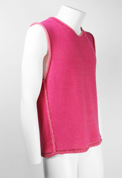 ISSEY MIYAKE MEN SS 2001 TWO-TONE PINK KNITTED VEST