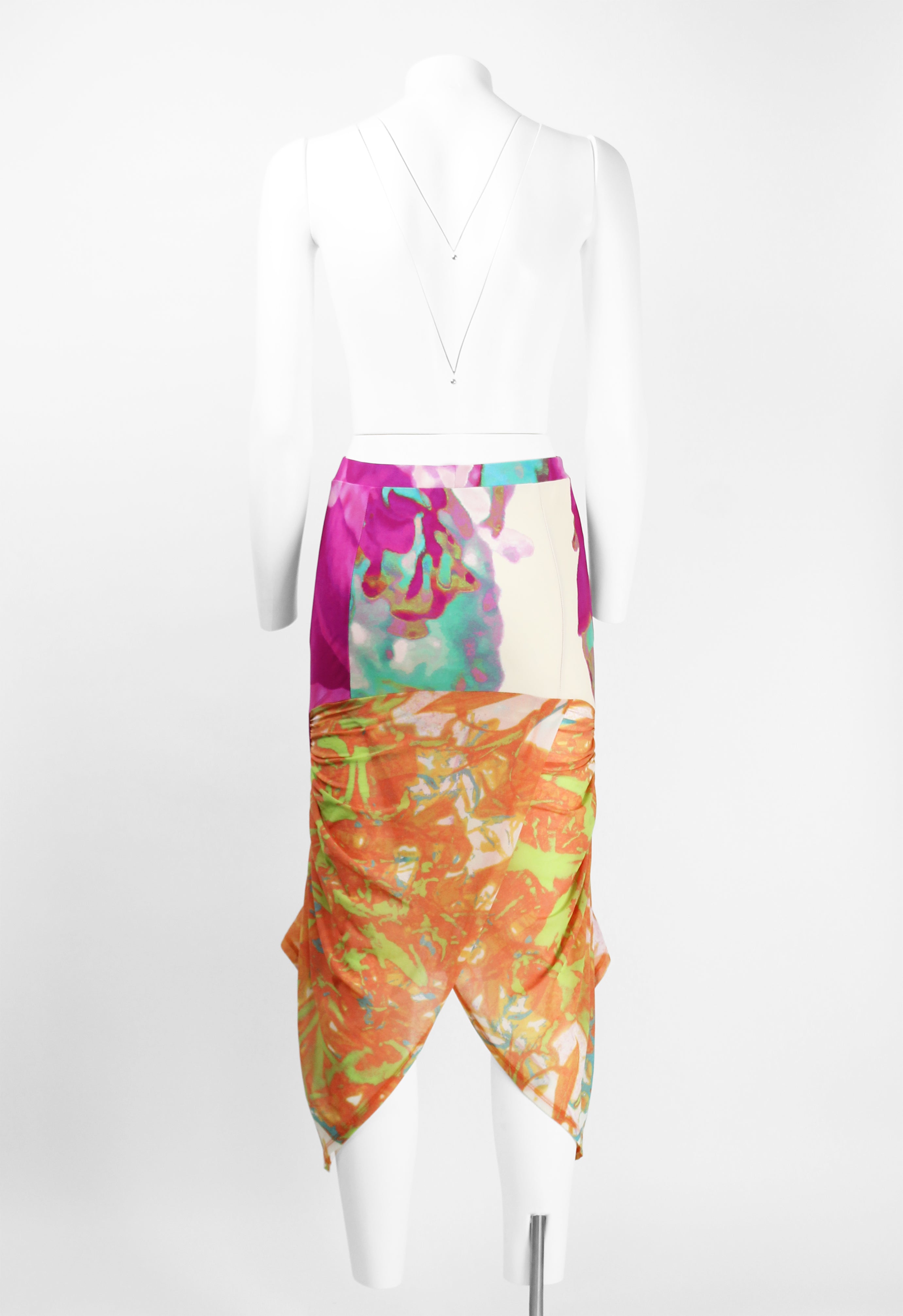 ISSEY MIYAKE SS 2002 MULTICOLOURED RUCHED SKIRT