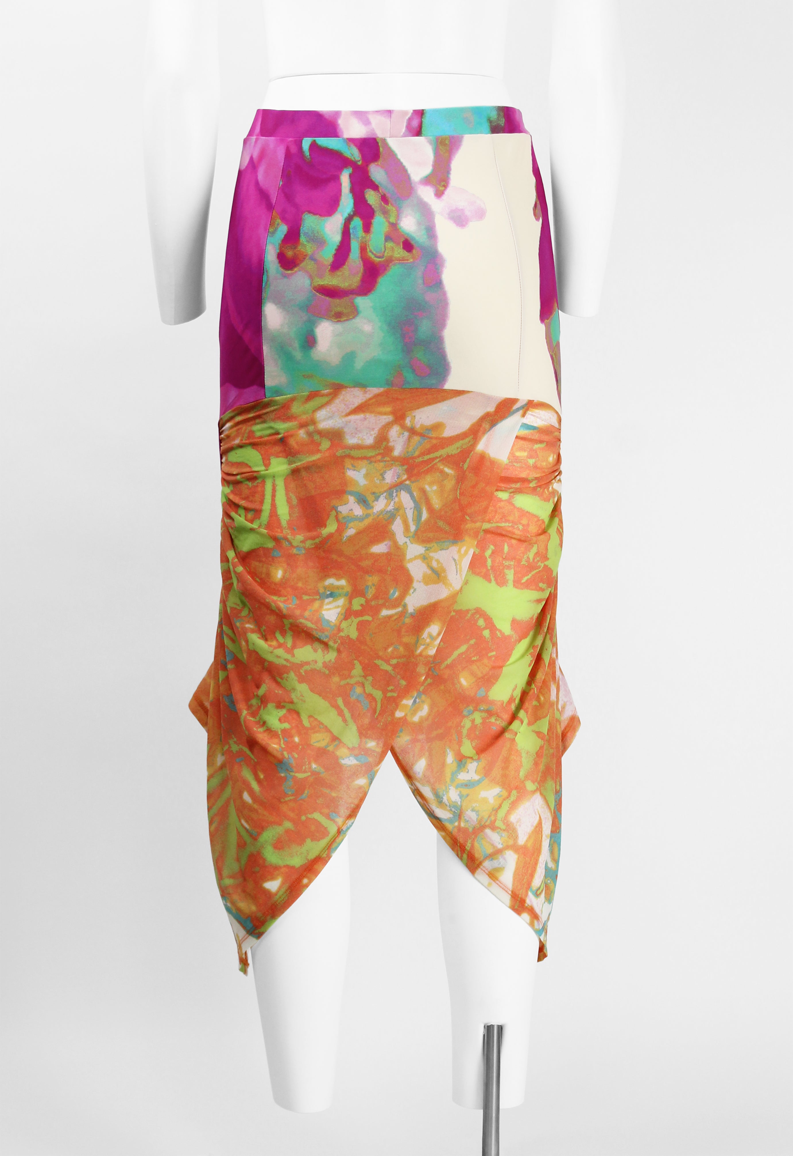 ISSEY MIYAKE SS 2002 MULTICOLOURED RUCHED SKIRT