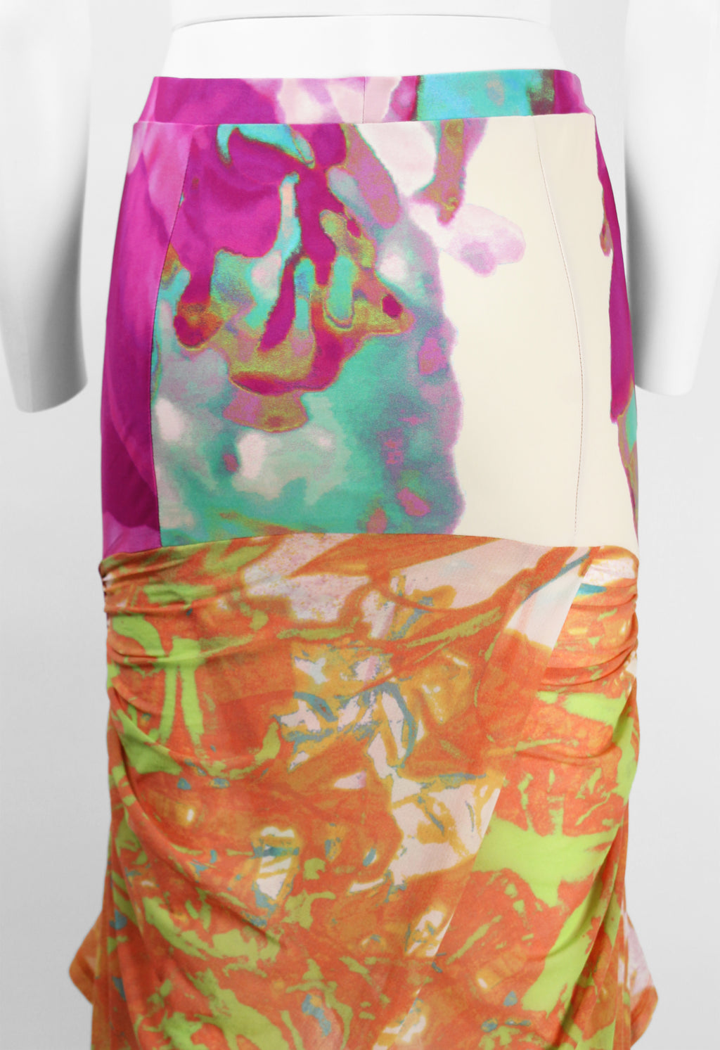 ISSEY MIYAKE SS 2002 MULTICOLOURED RUCHED SKIRT