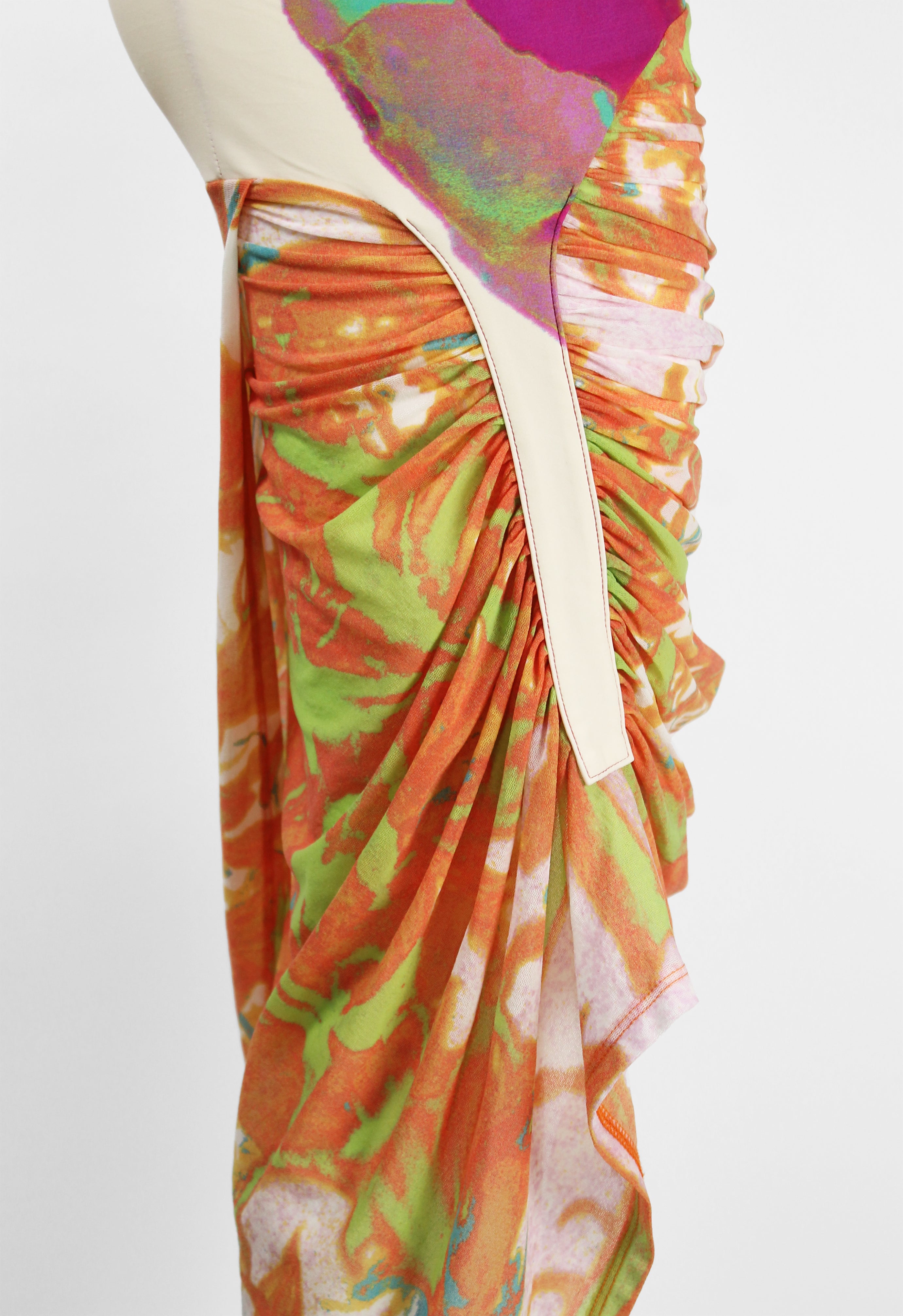 ISSEY MIYAKE SS 2002 MULTICOLOURED RUCHED SKIRT