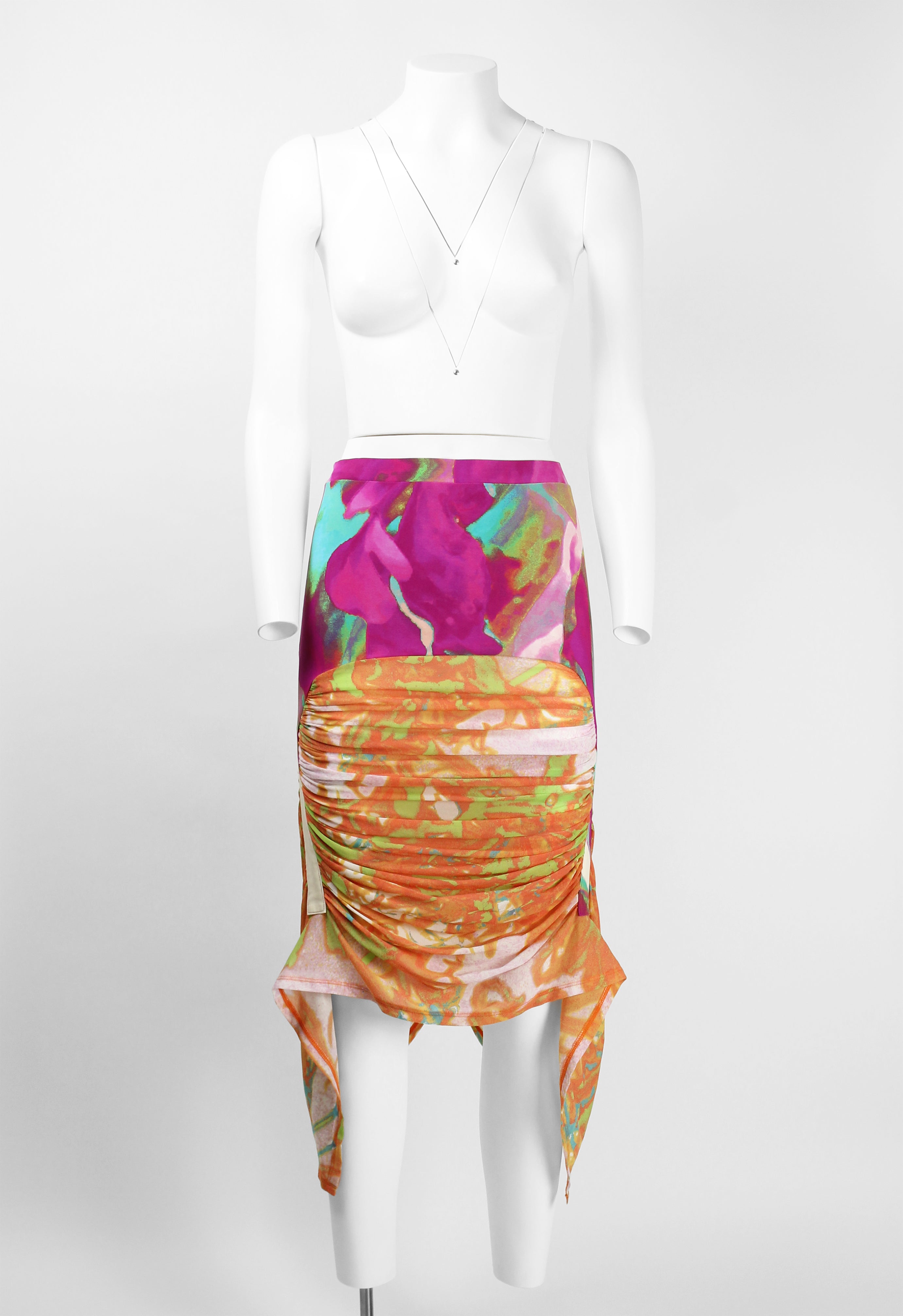 ISSEY MIYAKE SS 2002 MULTICOLOURED RUCHED SKIRT