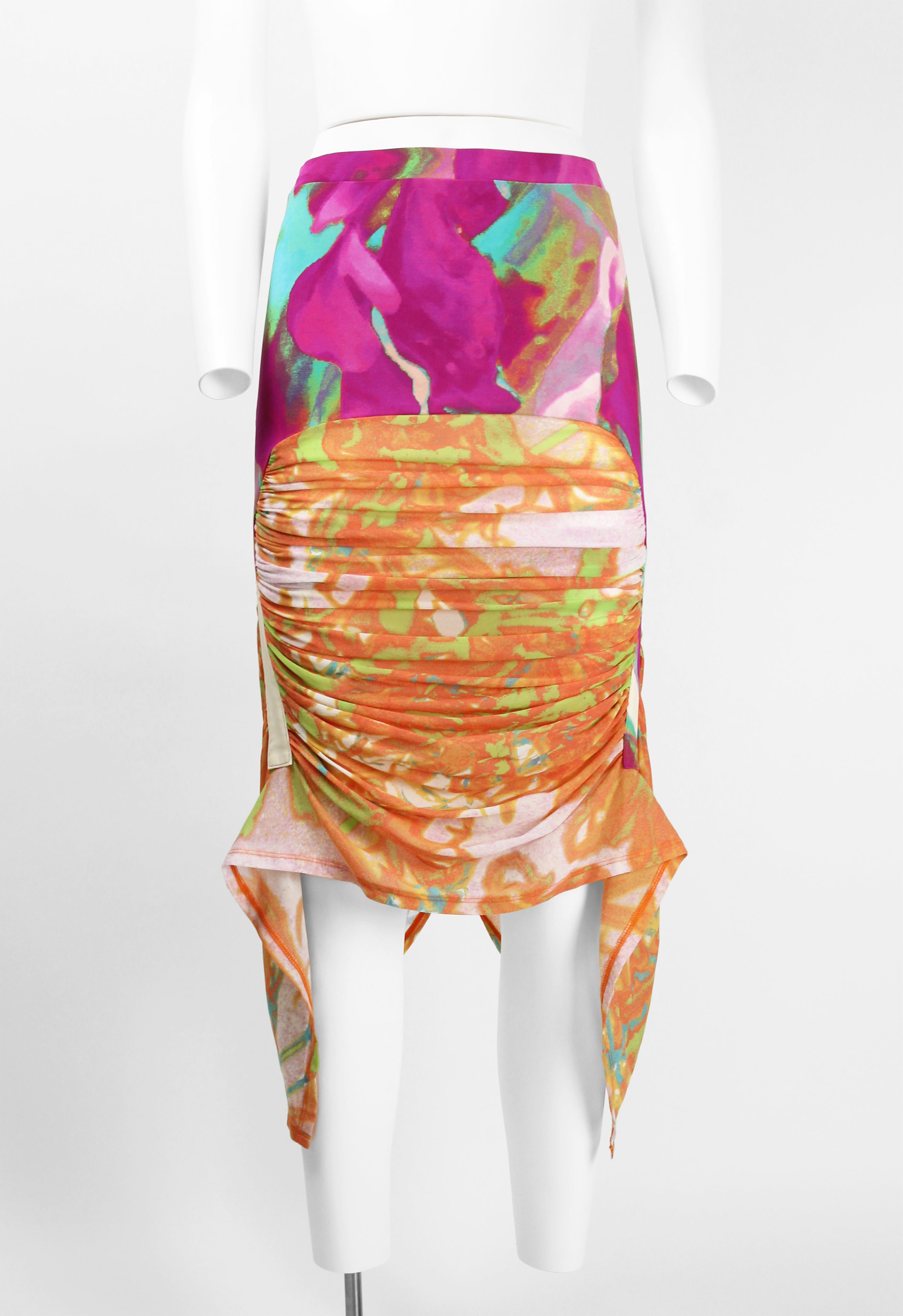 ISSEY MIYAKE SS 2002 MULTICOLOURED RUCHED SKIRT
