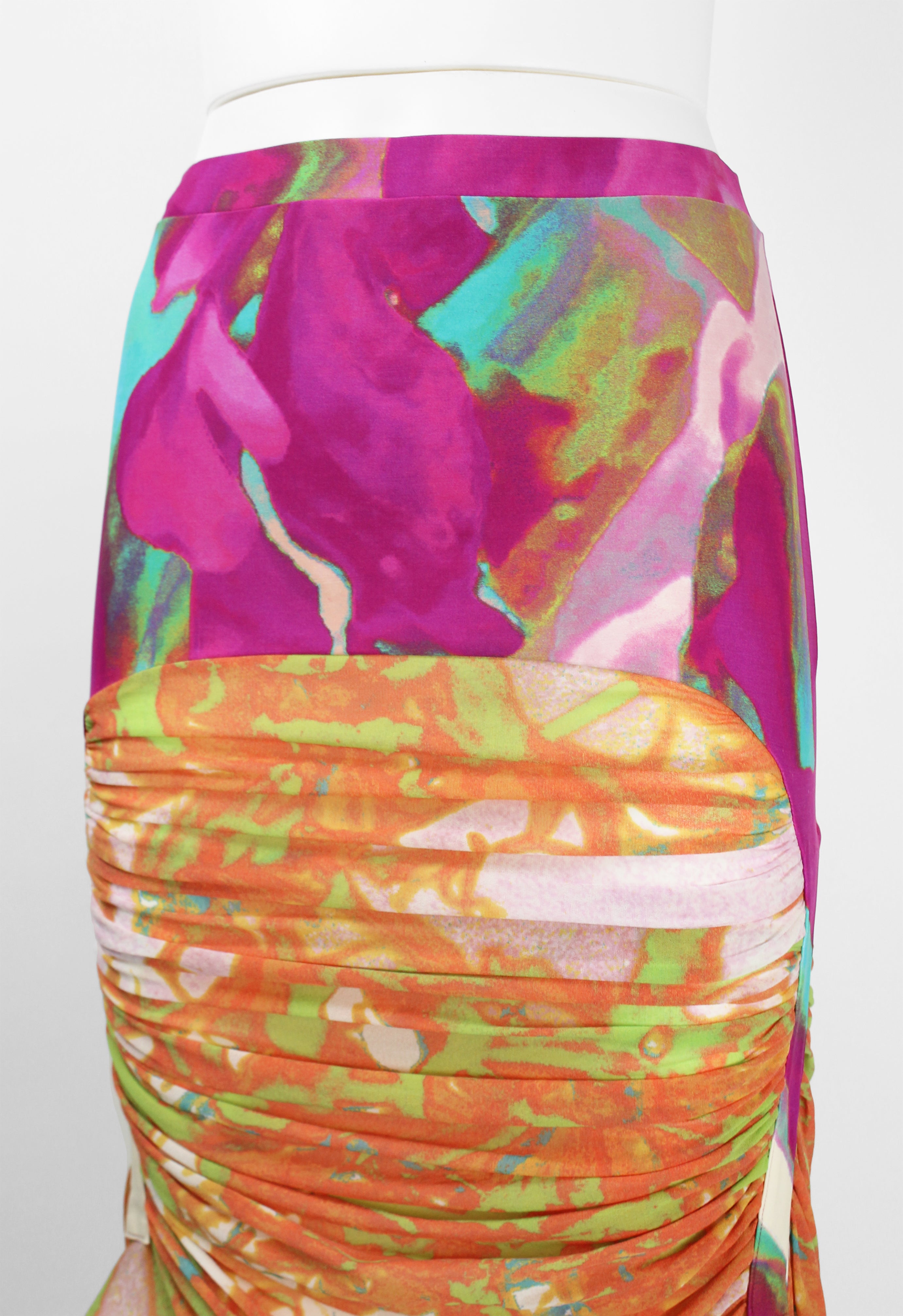 ISSEY MIYAKE SS 2002 MULTICOLOURED RUCHED SKIRT
