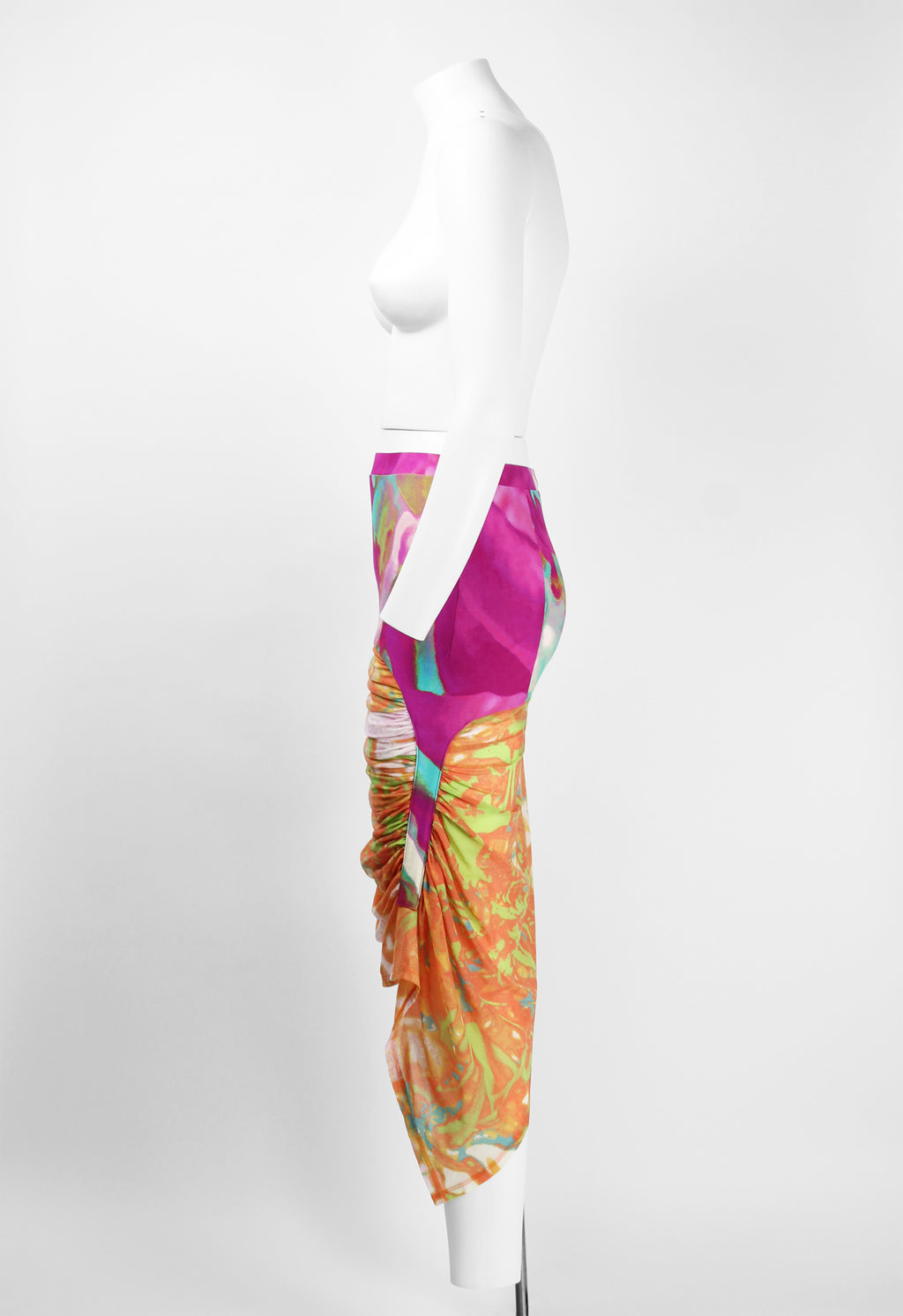 ISSEY MIYAKE SS 2002 MULTICOLOURED RUCHED SKIRT