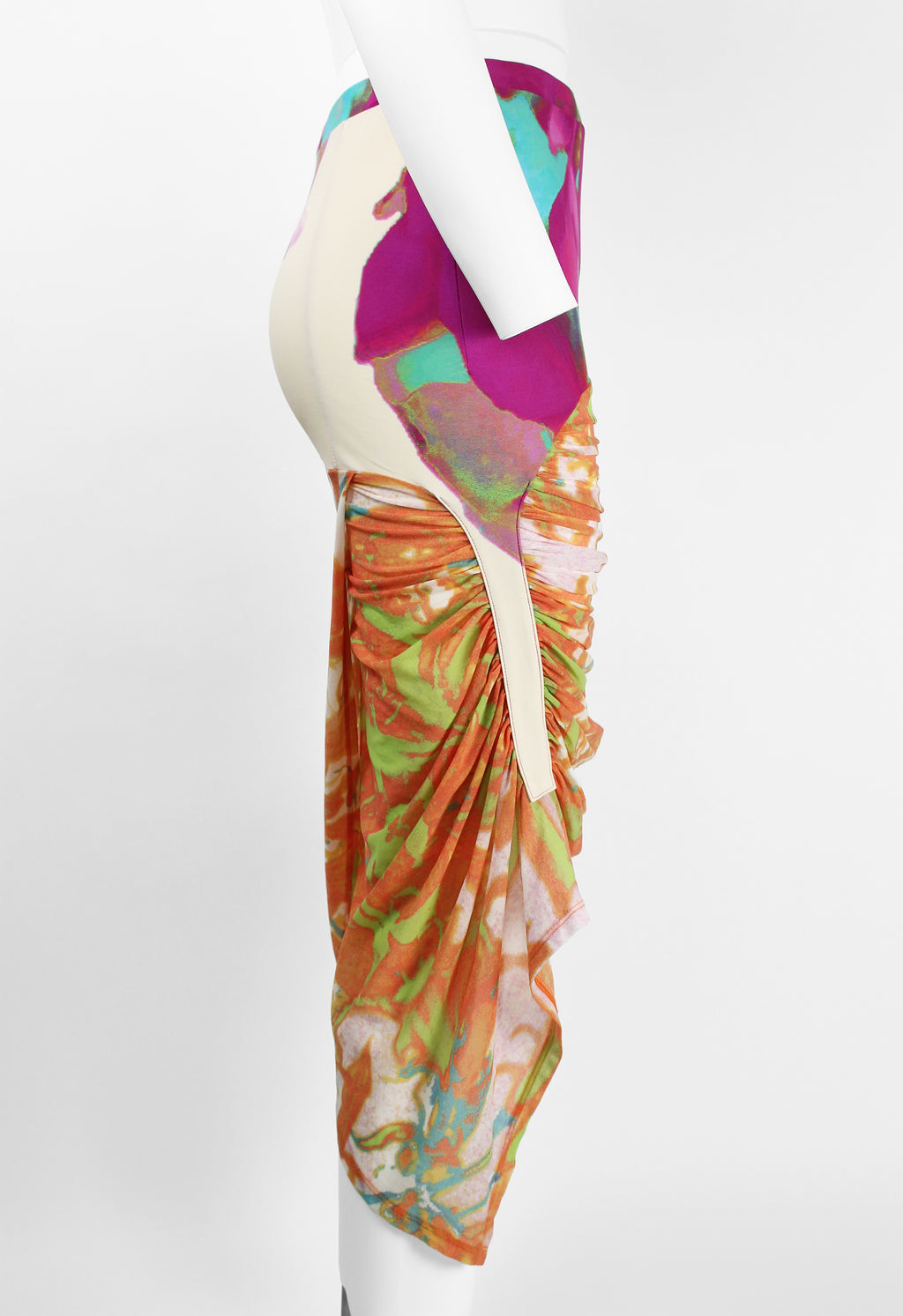 ISSEY MIYAKE SS 2002 MULTICOLOURED RUCHED SKIRT