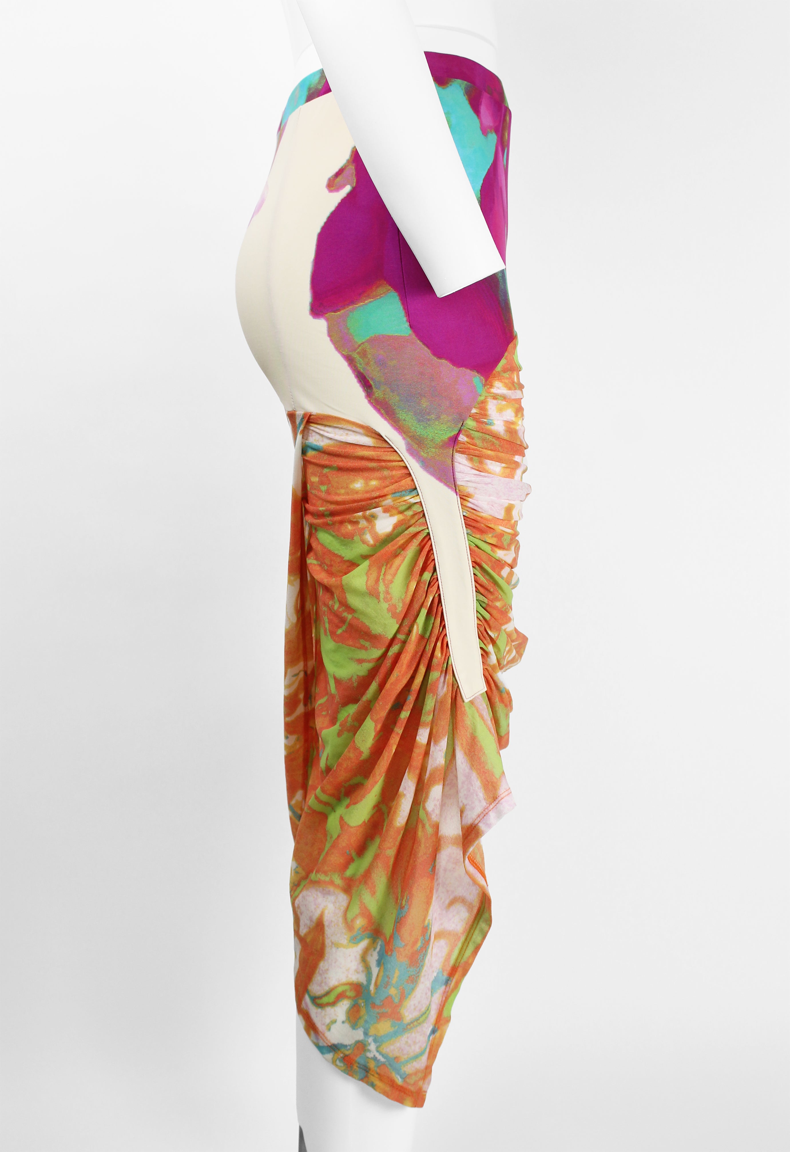 ISSEY MIYAKE SS 2002 MULTICOLOURED RUCHED SKIRT