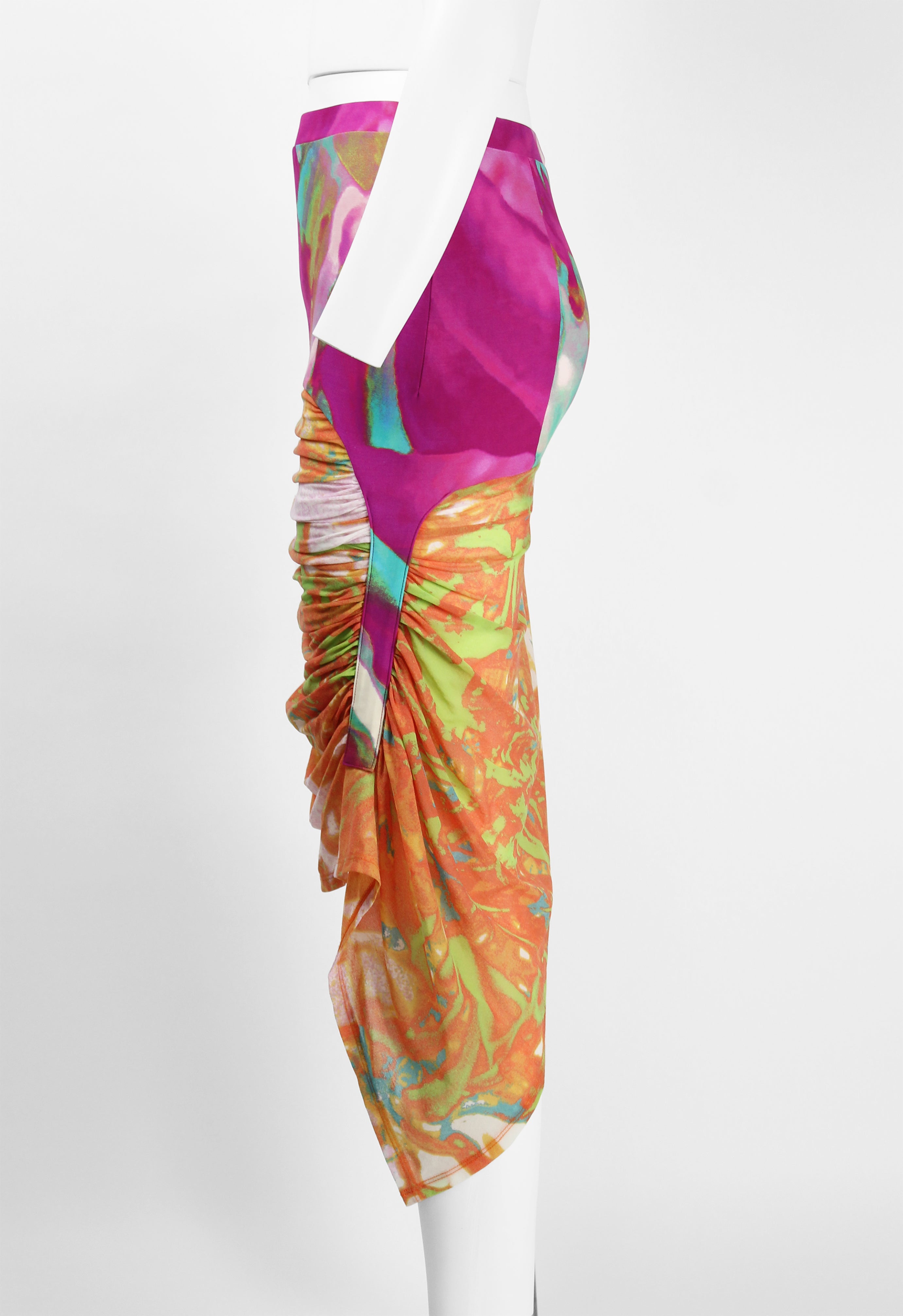 ISSEY MIYAKE SS 2002 MULTICOLOURED RUCHED SKIRT