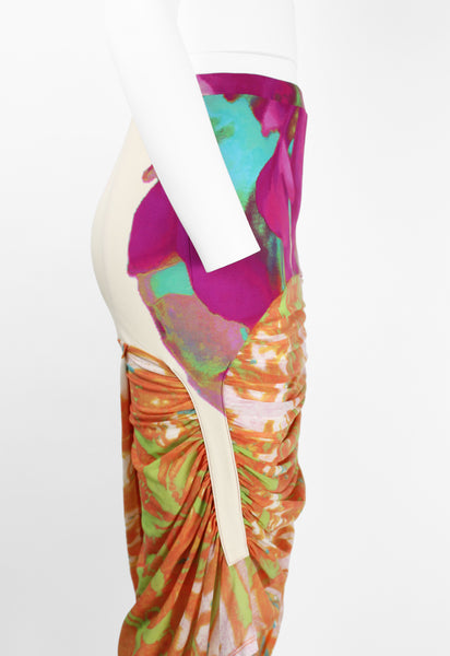 ISSEY MIYAKE SS 2002 MULTICOLOURED RUCHED SKIRT