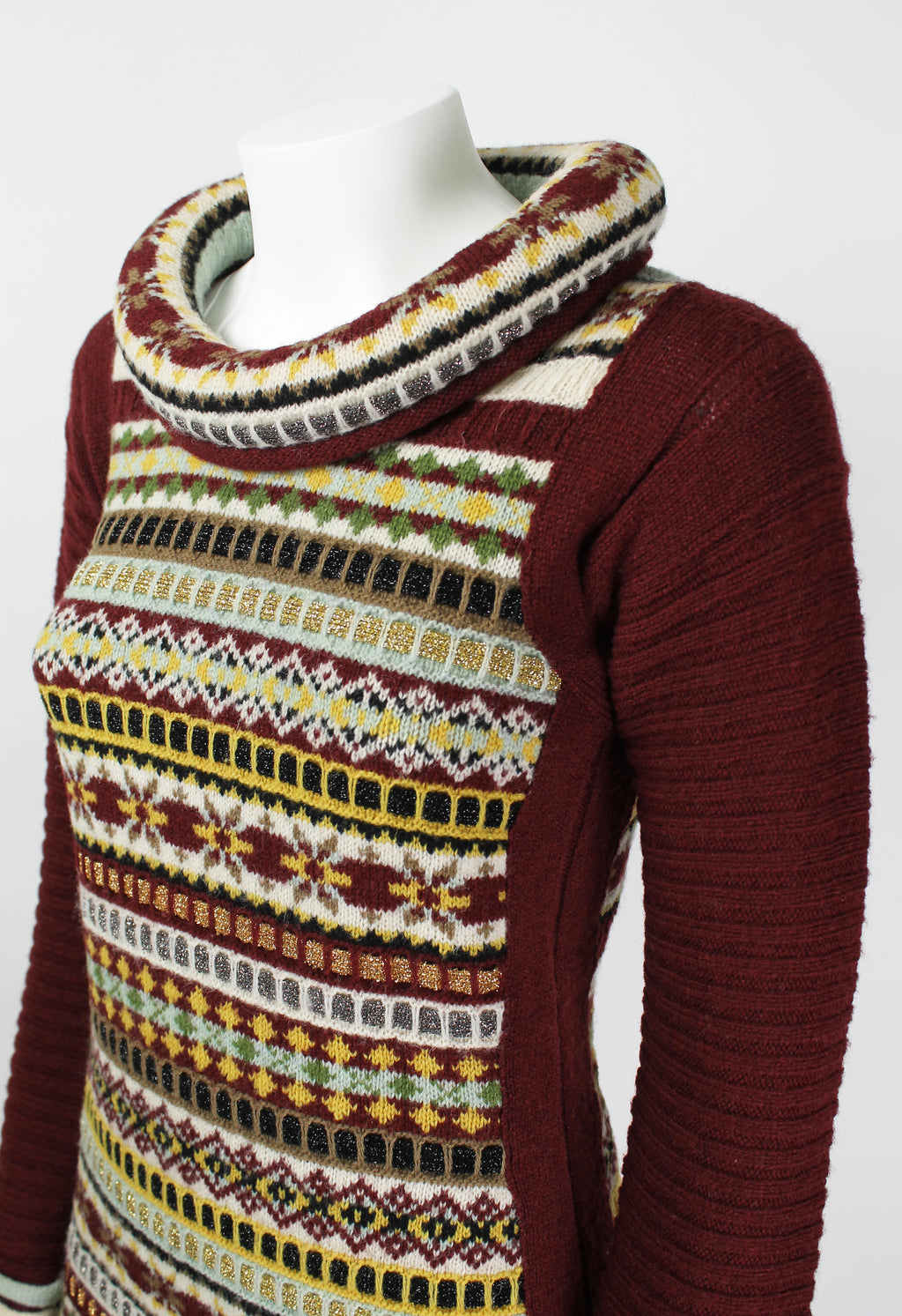 JEAN PAUL GAULTIER FW 1999 TUBE NECK FAIR ISLE GLITTER KNIT