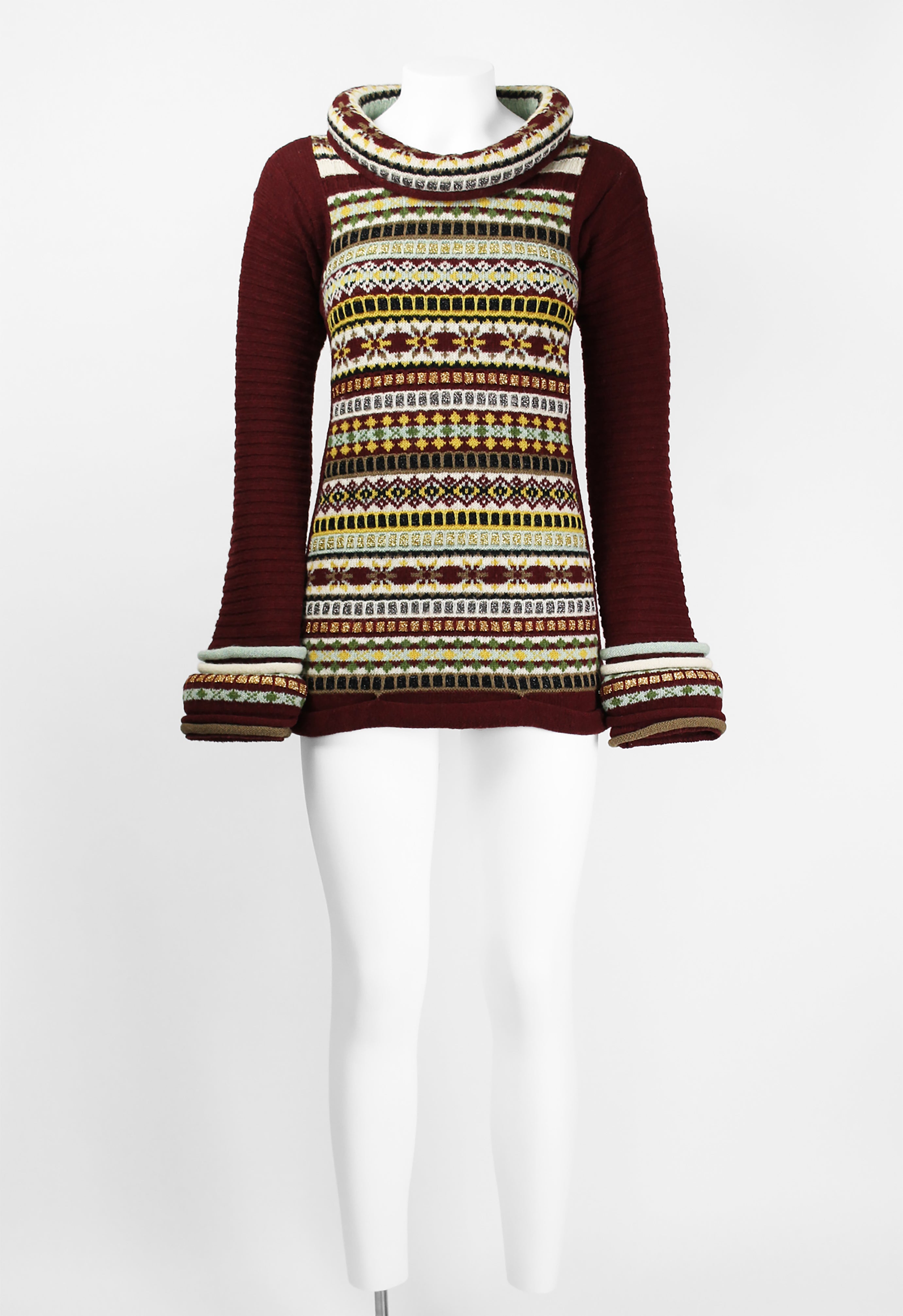 JEAN PAUL GAULTIER FW 1999 TUBE NECK FAIR ISLE GLITTER KNIT