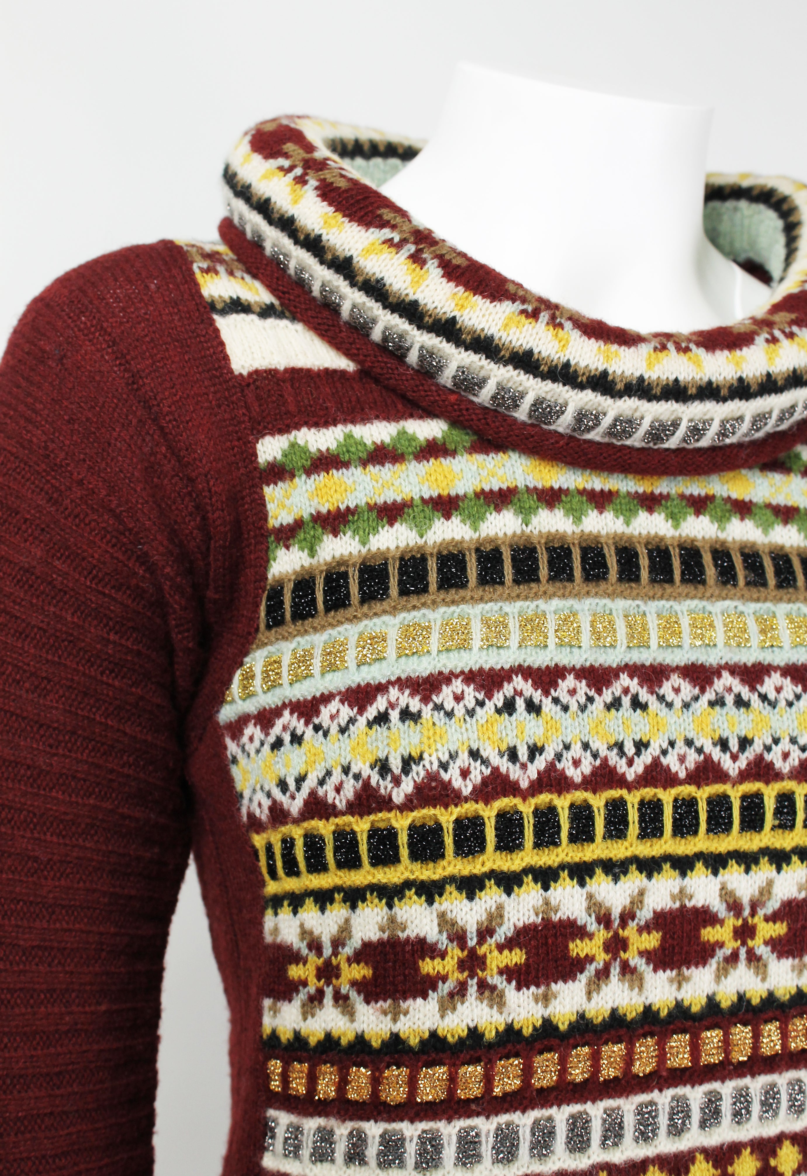 JEAN PAUL GAULTIER FW 1999 TUBE NECK FAIR ISLE GLITTER KNIT