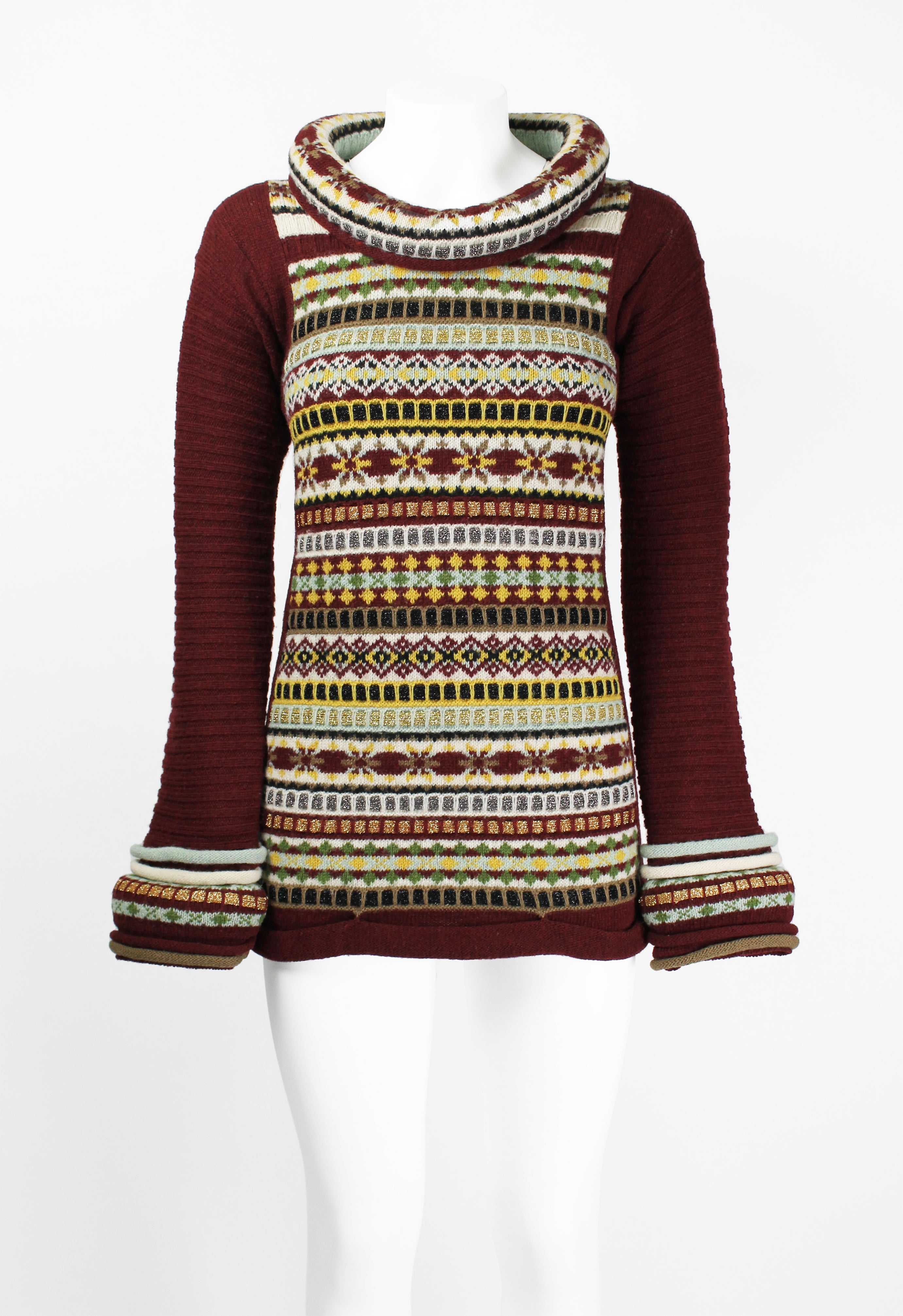 JEAN PAUL GAULTIER FW 1999 TUBE NECK FAIR ISLE GLITTER KNIT
