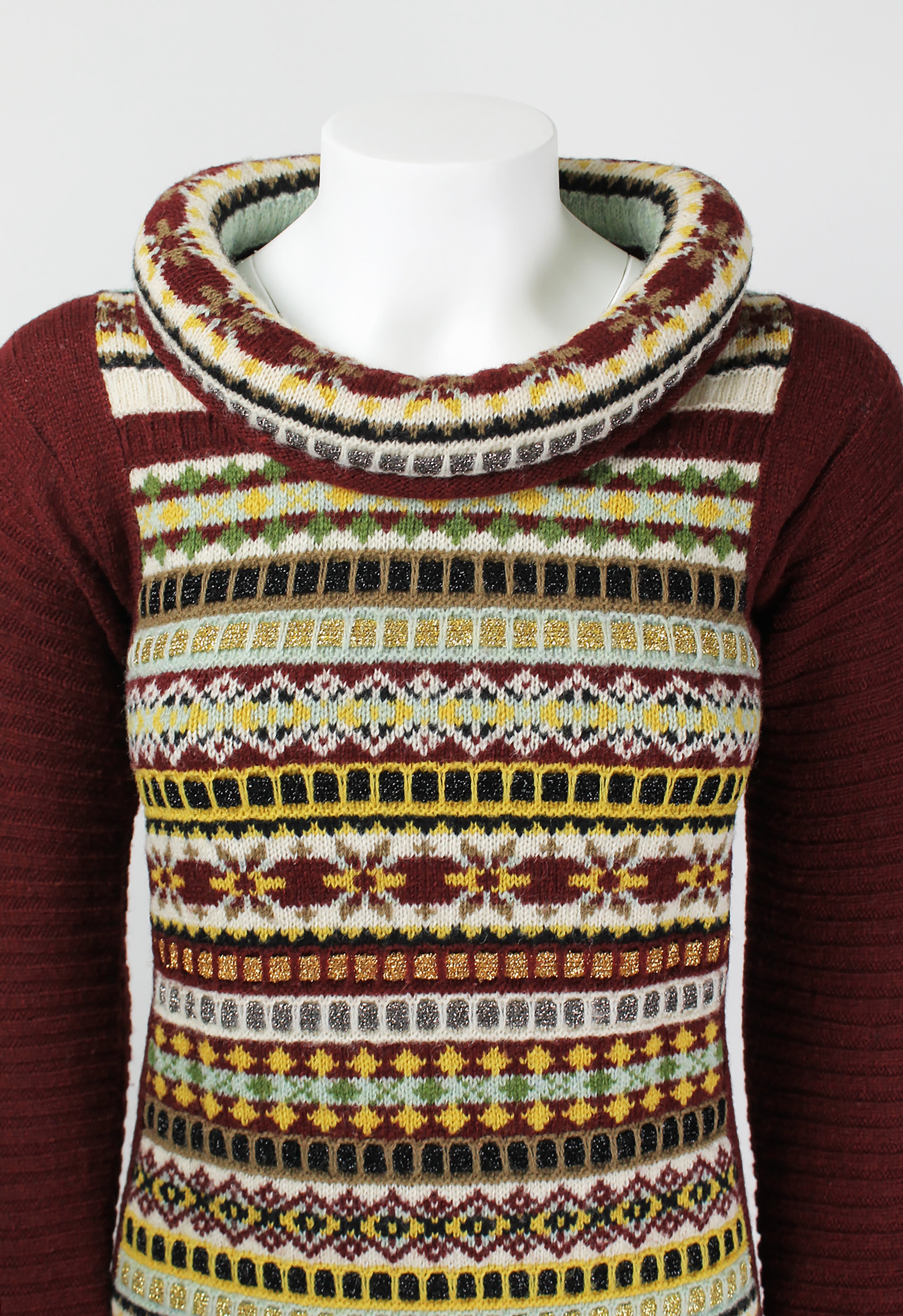 JEAN PAUL GAULTIER FW 1999 TUBE NECK FAIR ISLE GLITTER KNIT
