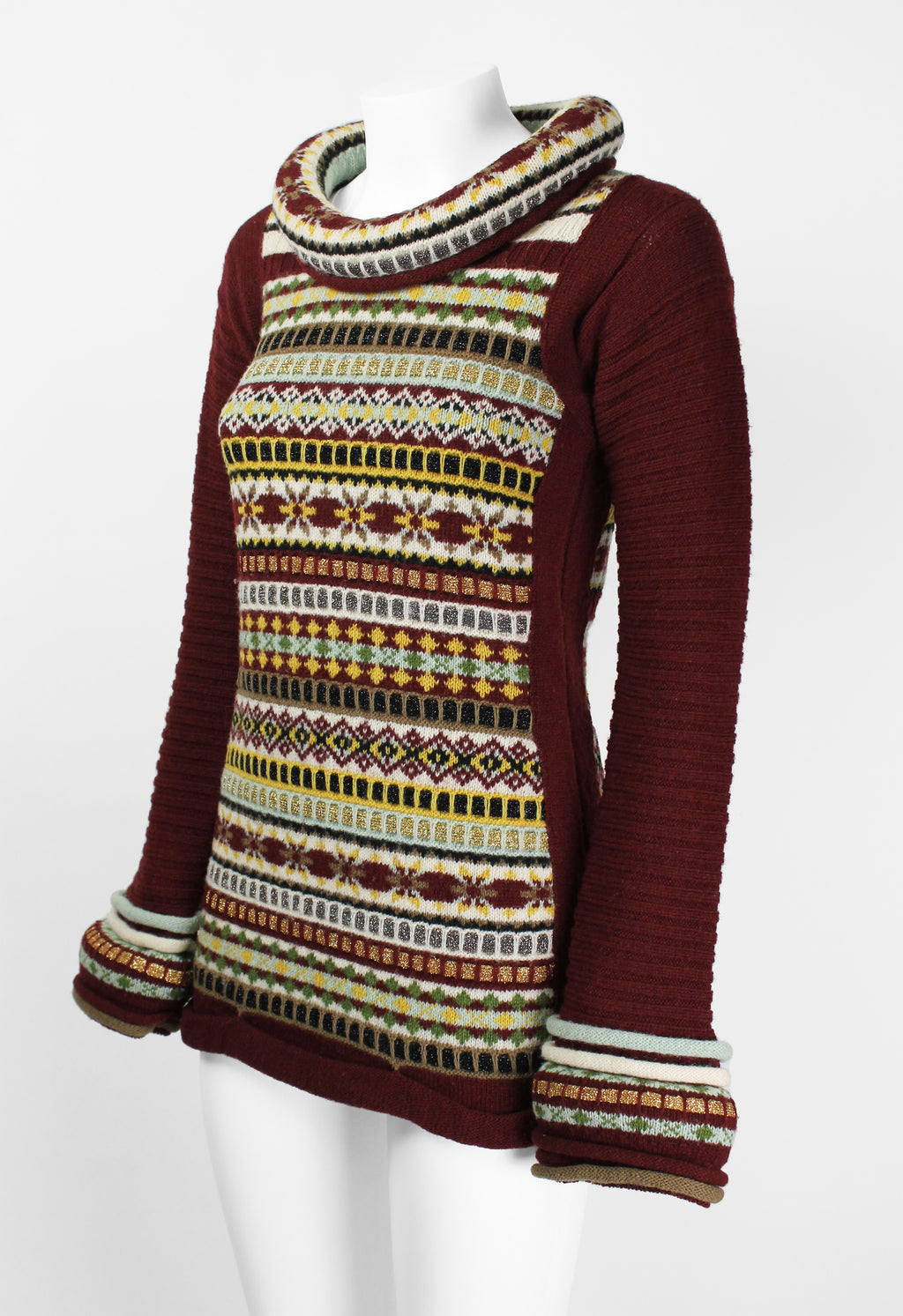JEAN PAUL GAULTIER FW 1999 TUBE NECK FAIR ISLE GLITTER KNIT
