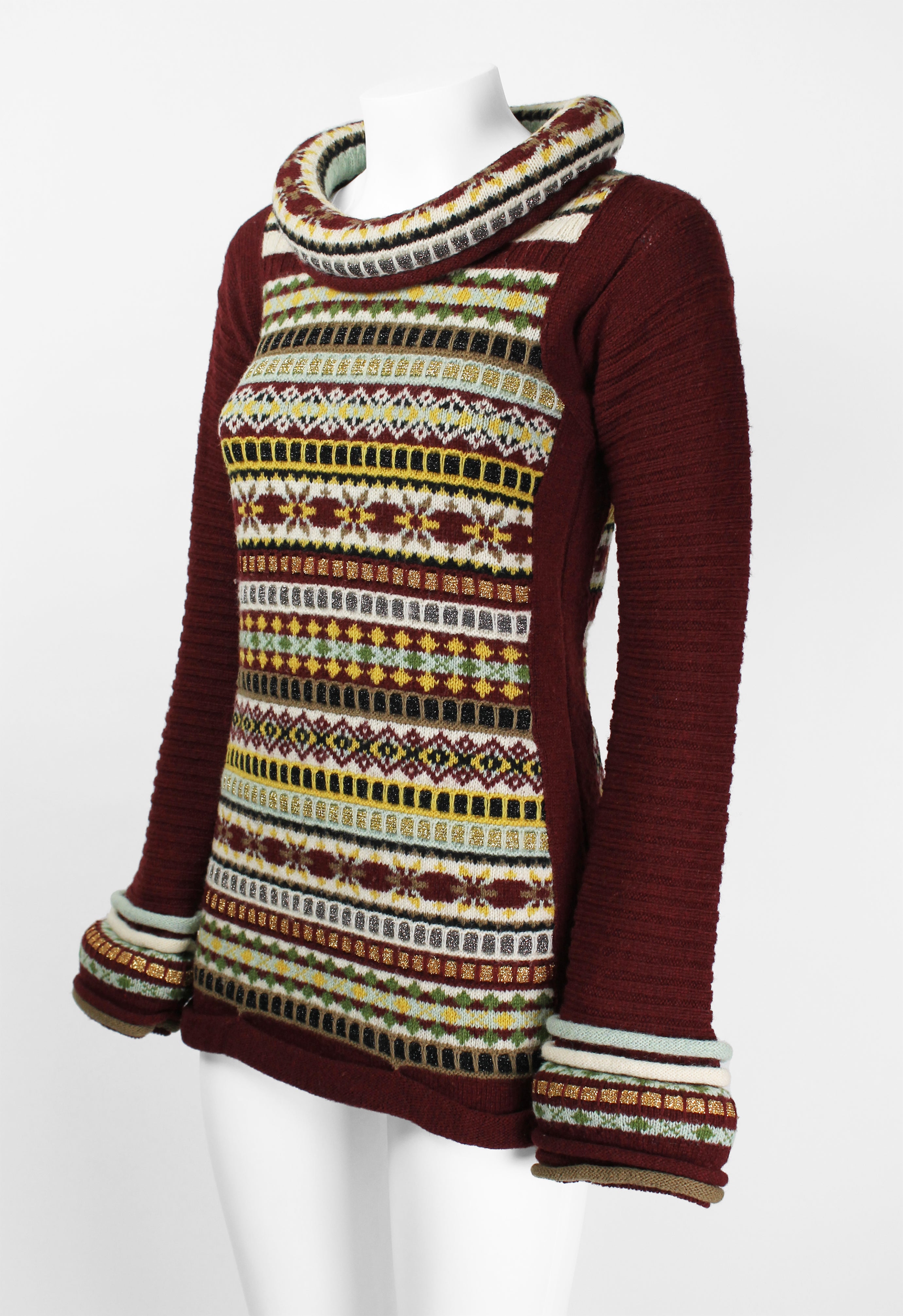 JEAN PAUL GAULTIER FW 1999 TUBE NECK FAIR ISLE GLITTER KNIT