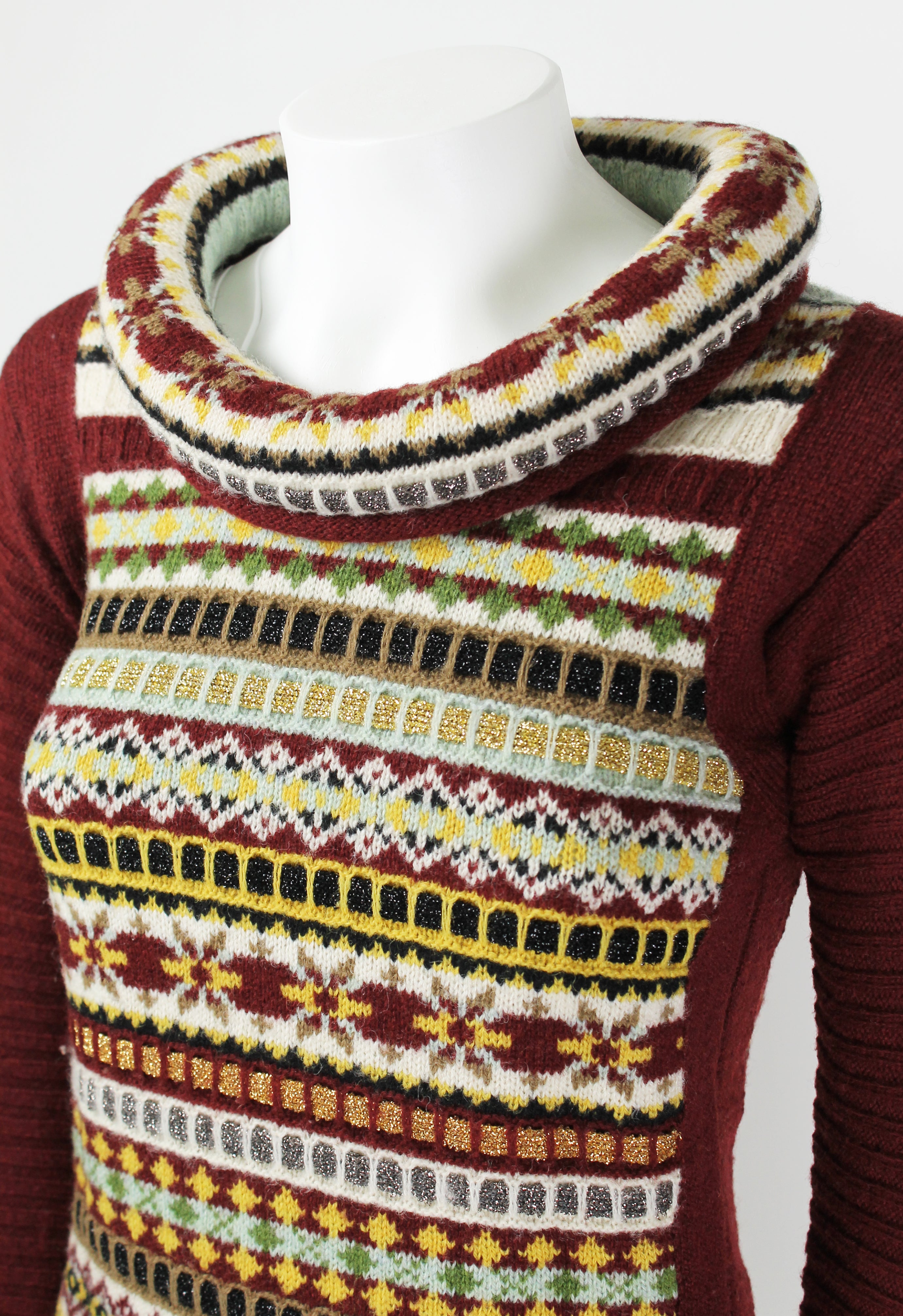 JEAN PAUL GAULTIER FW 1999 TUBE NECK FAIR ISLE GLITTER KNIT