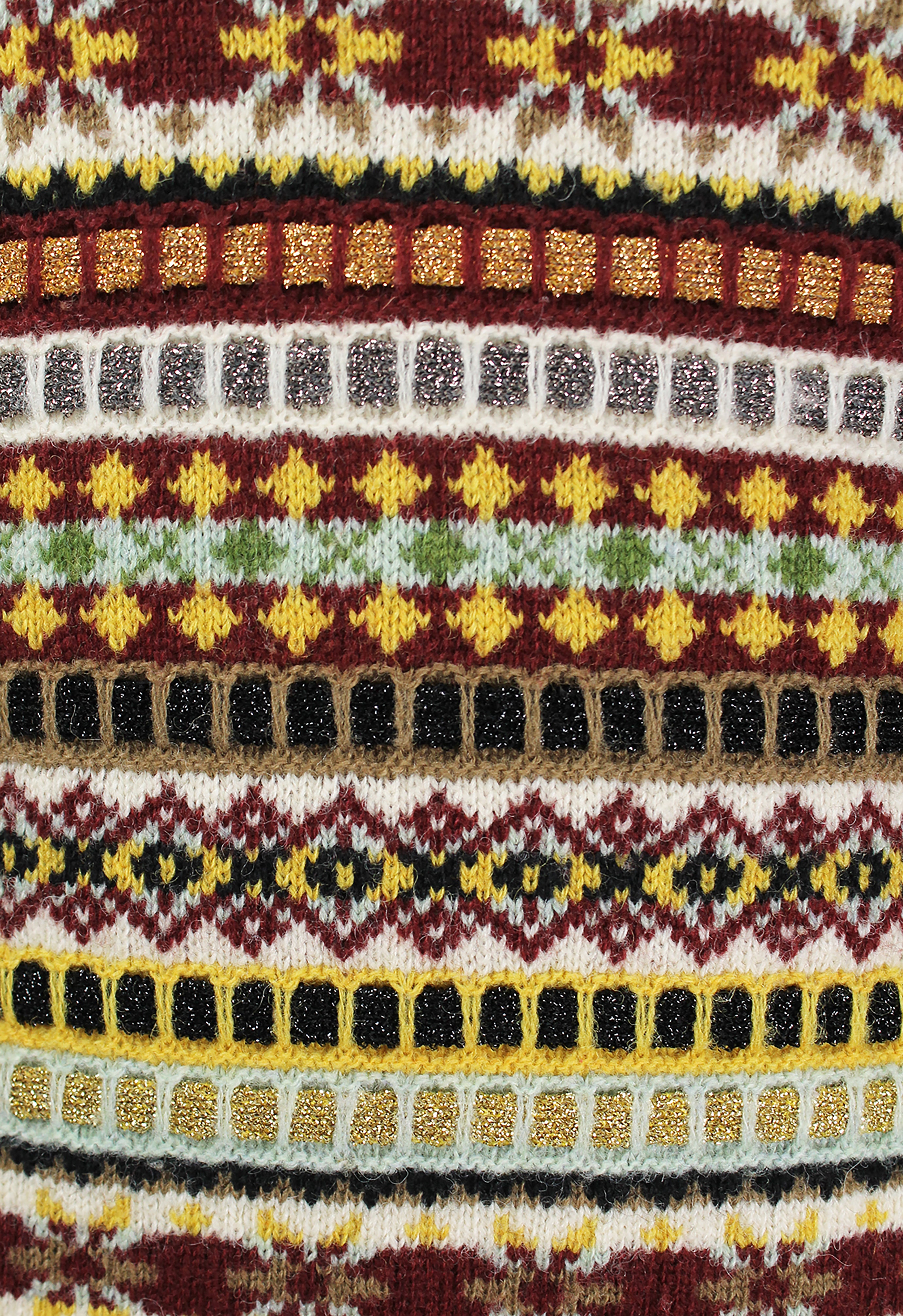 JEAN PAUL GAULTIER FW 1999 TUBE COLLAR FAIR ISLE GLITTER KNIT