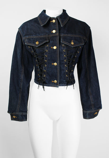 JEAN PAUL GAULTIER SS 1989 LACE CORSET DENIM JACKET