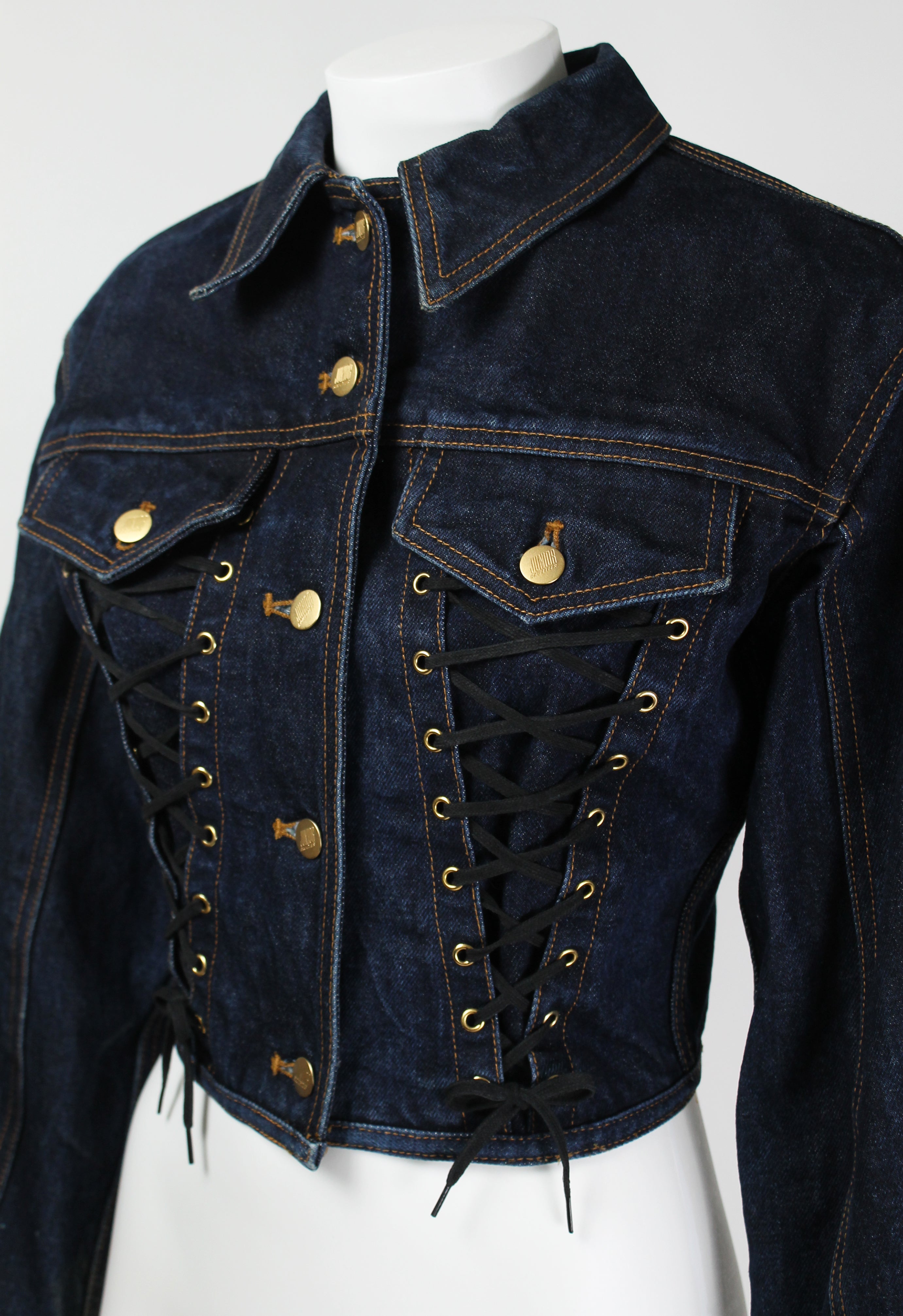 JEAN PAUL GAULTIER SS 1989 LACE UP CORSET DENIM JACKET – THE 543