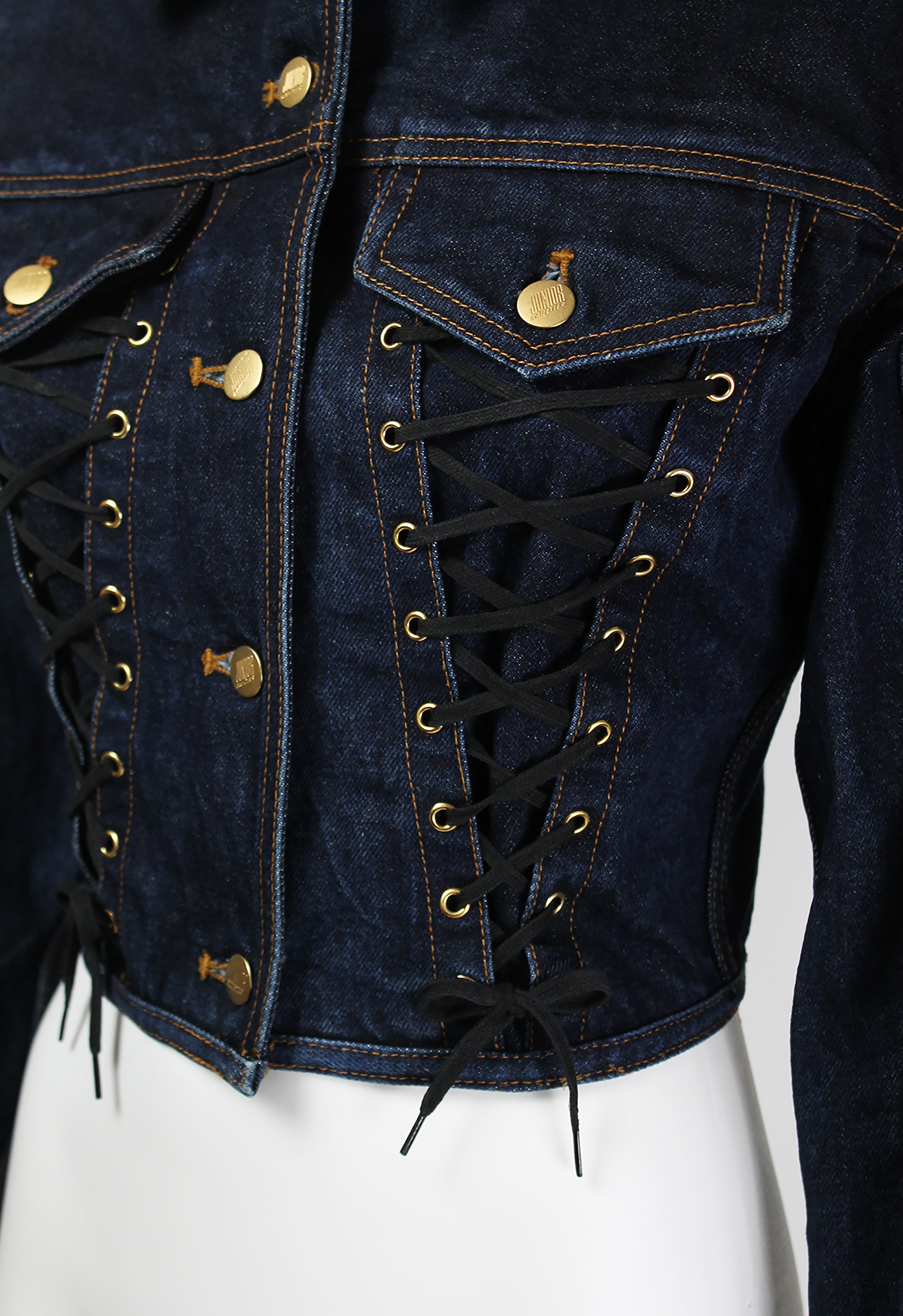 JEAN PAUL GAULTIER SS 1989 LACE UP CORSET DENIM JACKET – THE 543