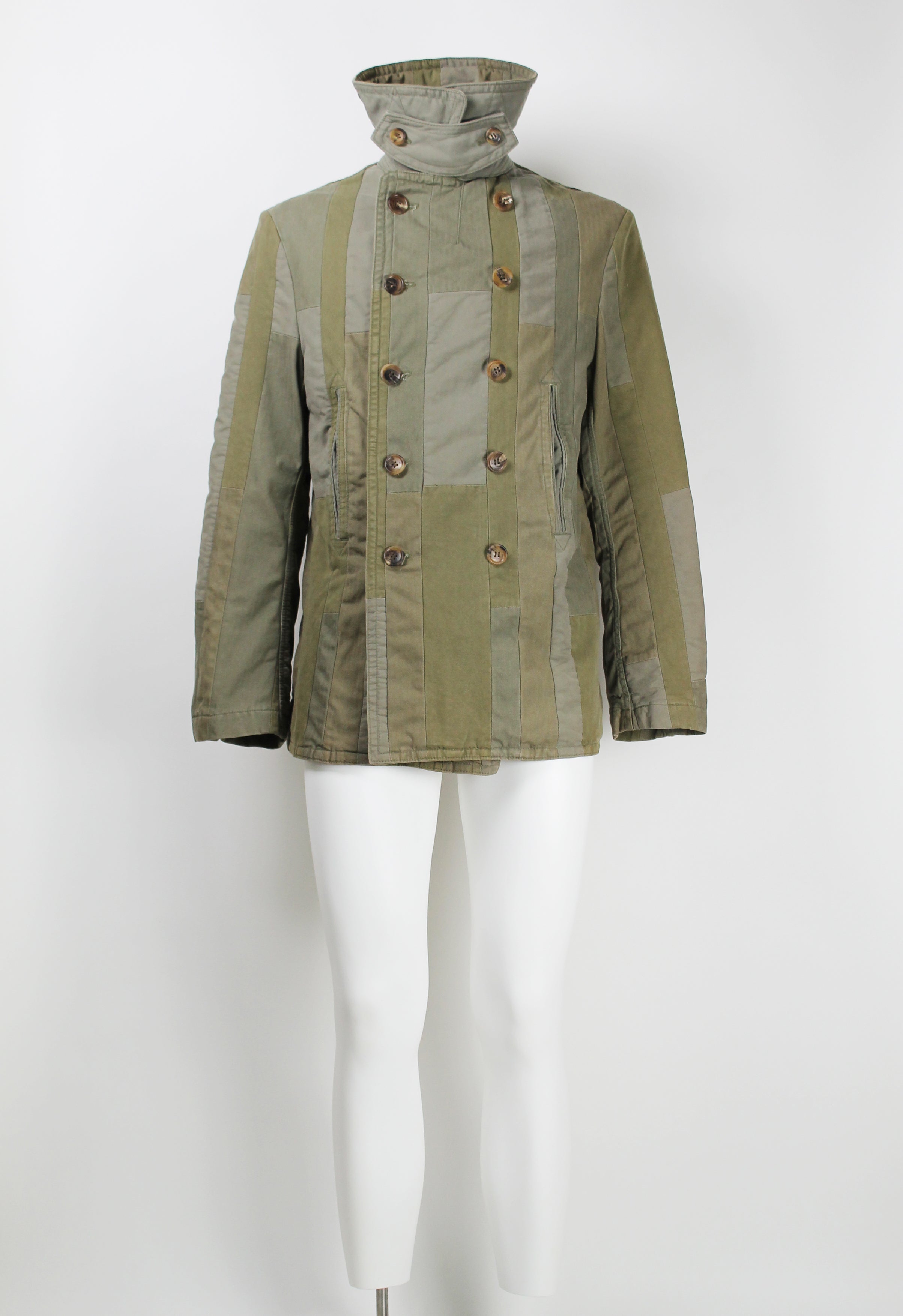 JUNYA WATANABE MAN FW 2006 TAXI DRIVER PATCHWORK PEA COAT