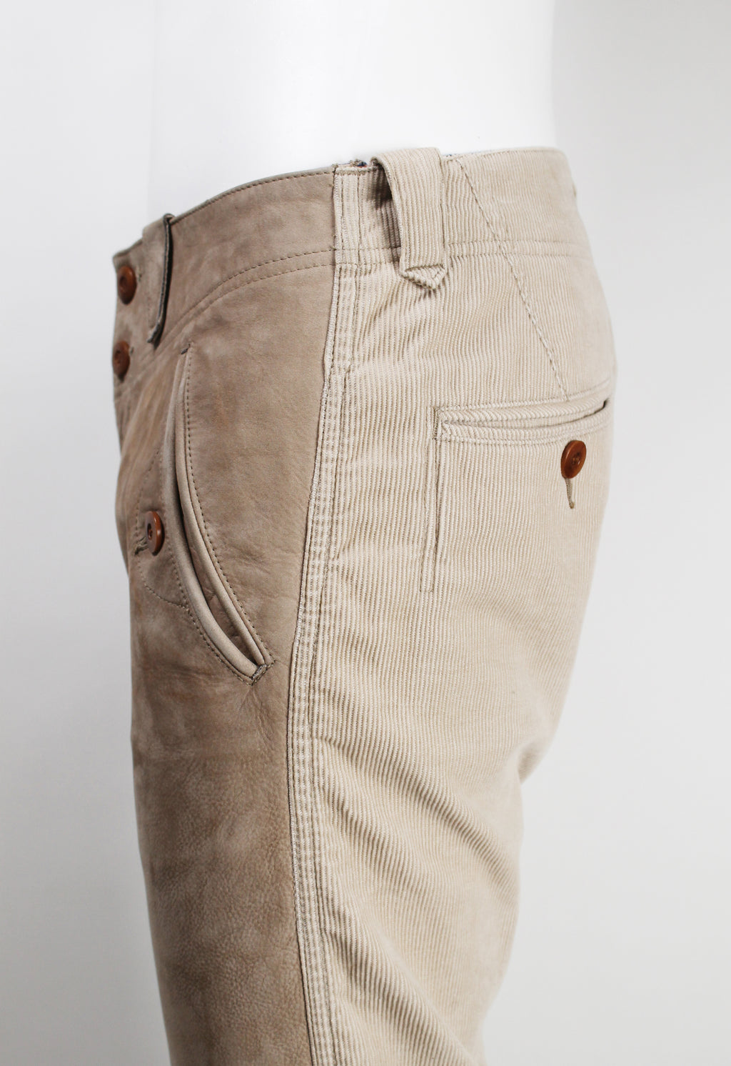 JUNYA WATANABE MAN FW 2011 WESTERN STYLE LEATHER AND CORDUROY TROUSERS